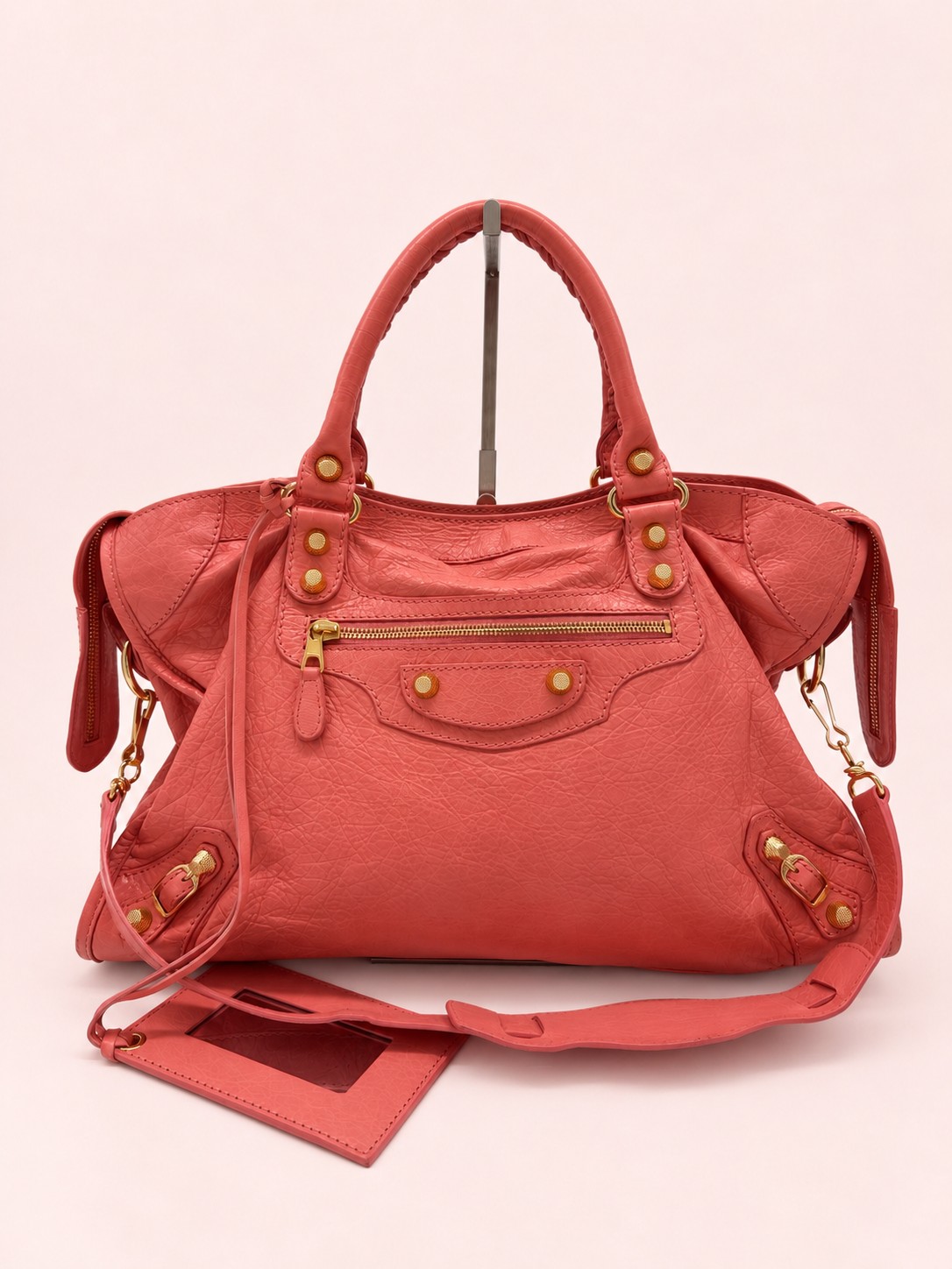 Balenciaga Lambskin Leather Giant 12 City Bag in Medium Pink Gold
