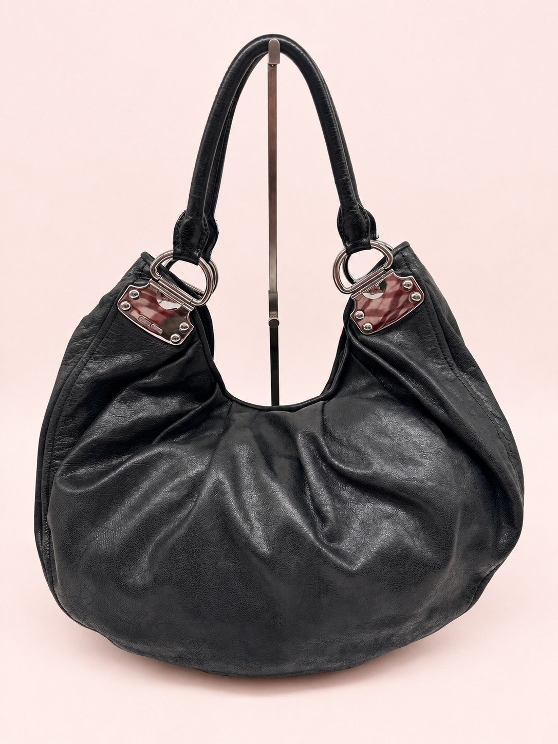Miu Miu Vitello Black Leather Slouchy Hobo Bag