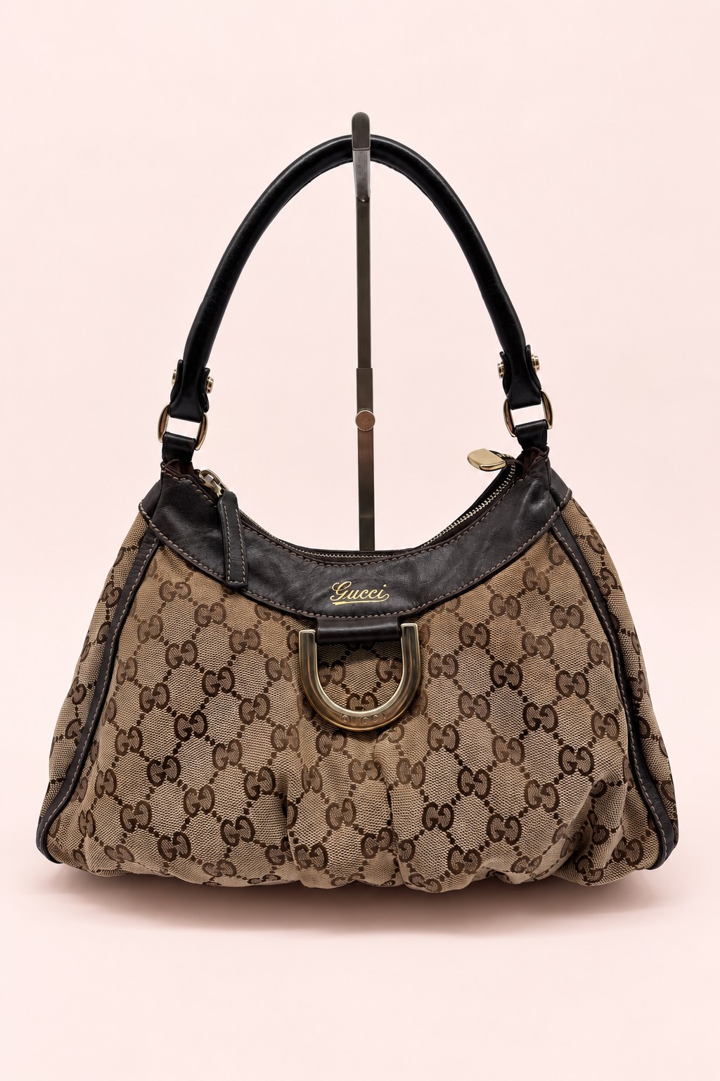 Gucci GG Canvas Abbey D-Ring Brown Monogram Shoulder Bag