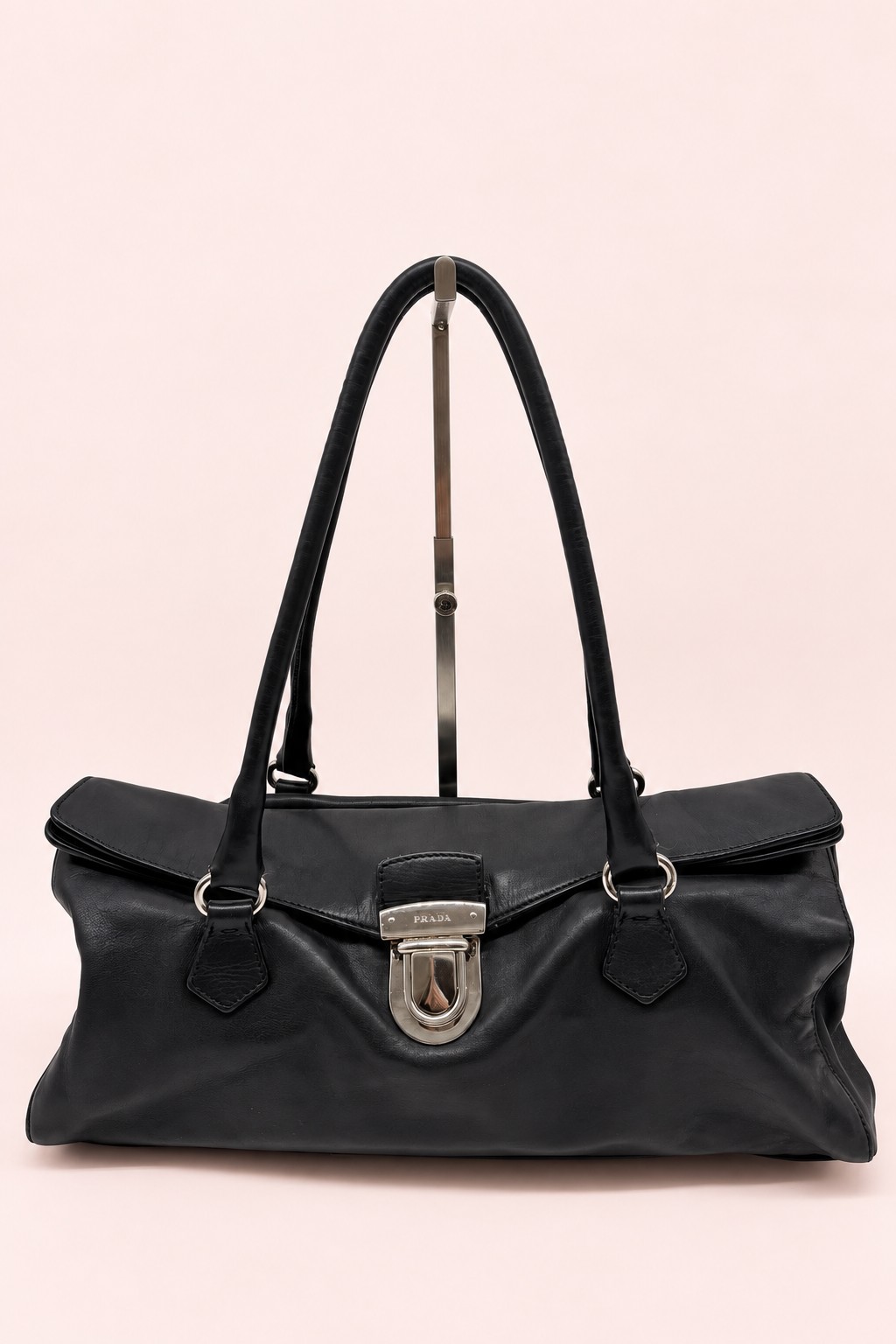 Prada Vitello Easy Leather Black Shoulder Bag