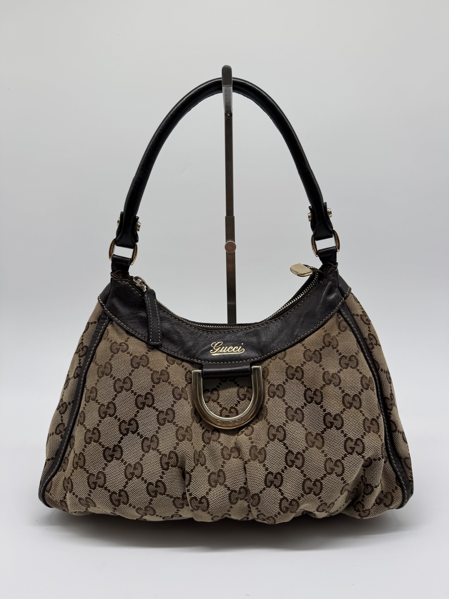 Gucci GG Canvas Abbey D-Ring Brown Monogram Shoulder Bag