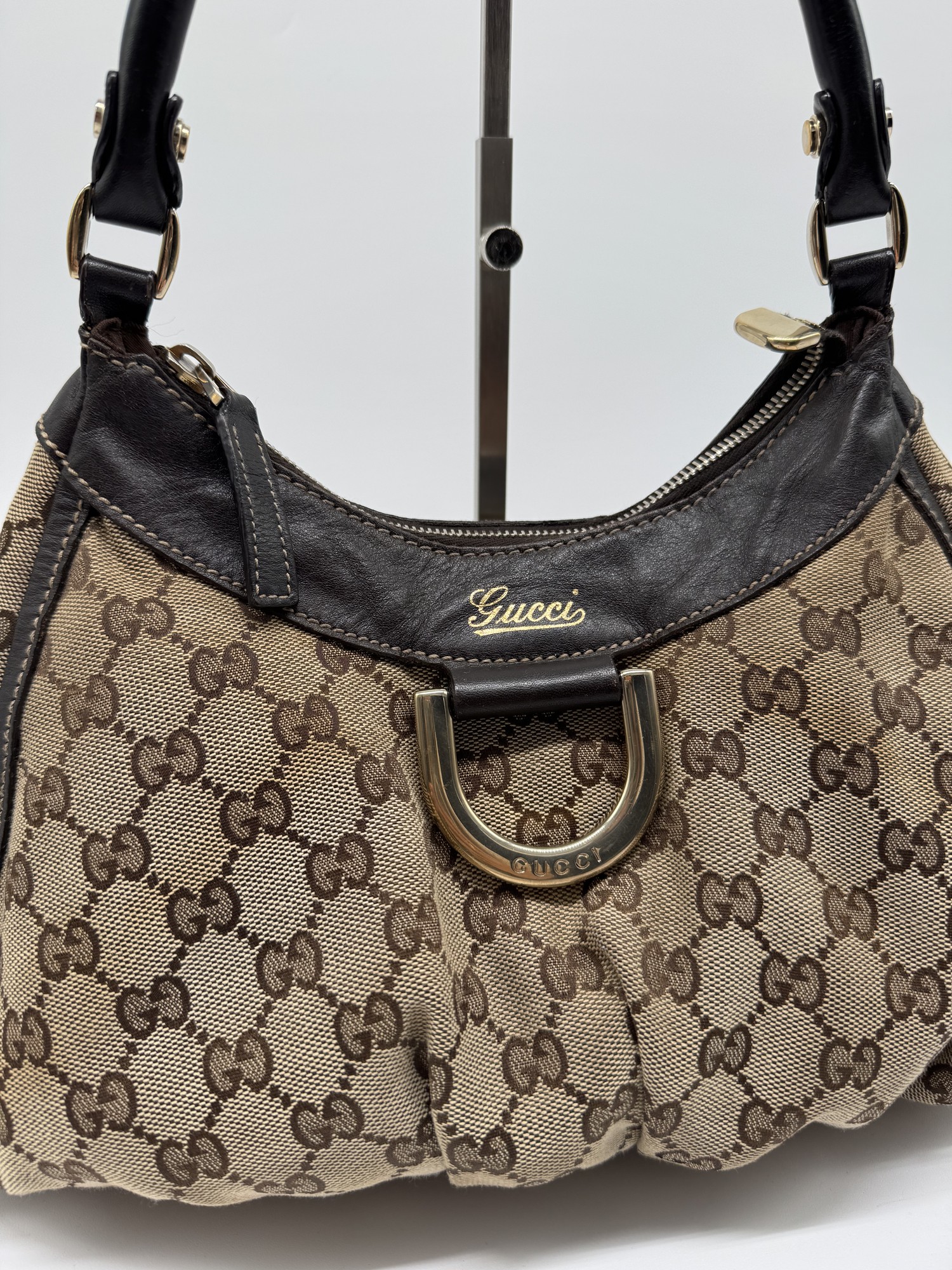 Gucci GG Canvas Abbey D-Ring Brown Monogram Shoulder Bag