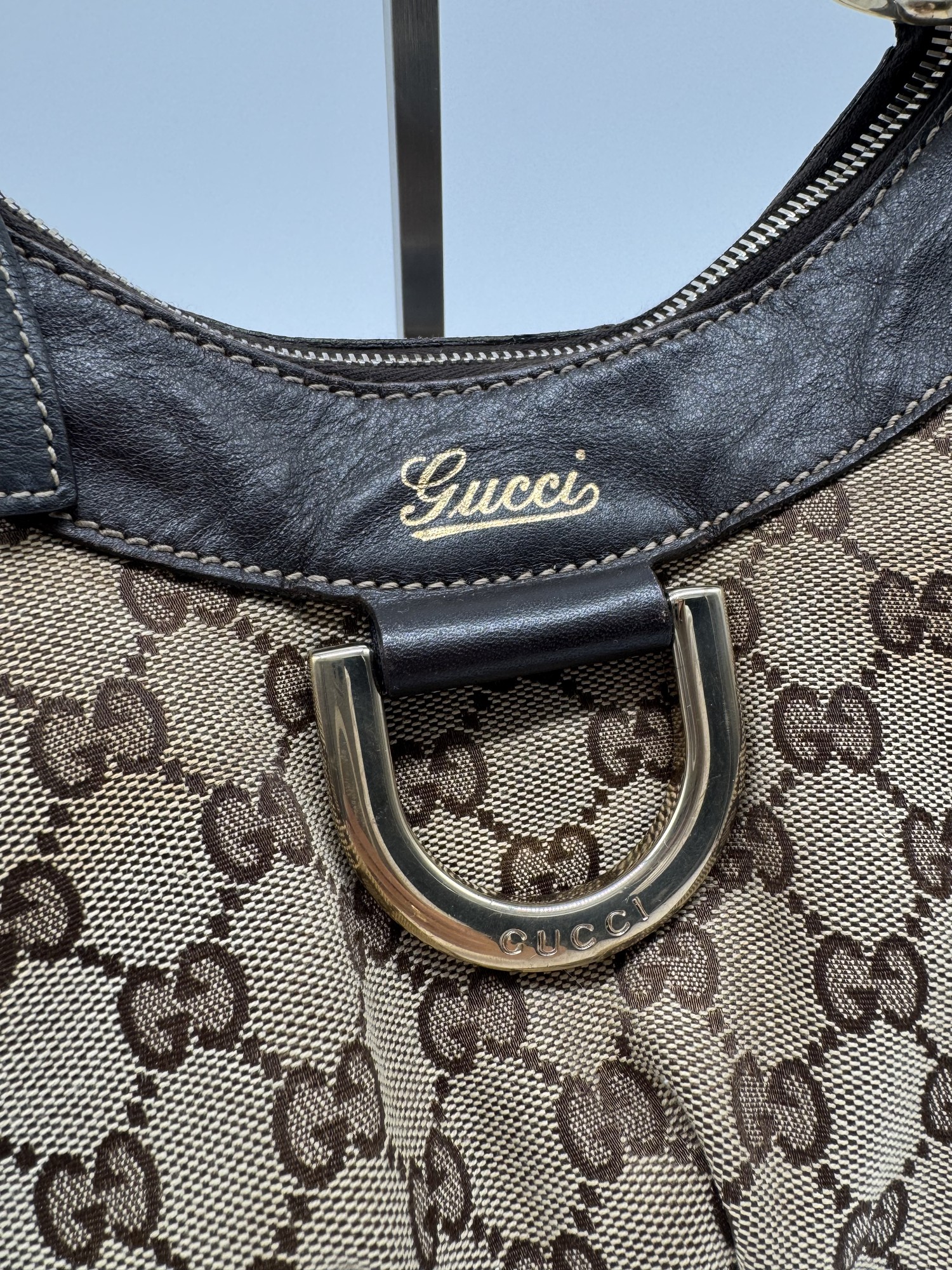 Gucci GG Canvas Abbey D-Ring Brown Monogram Shoulder Bag