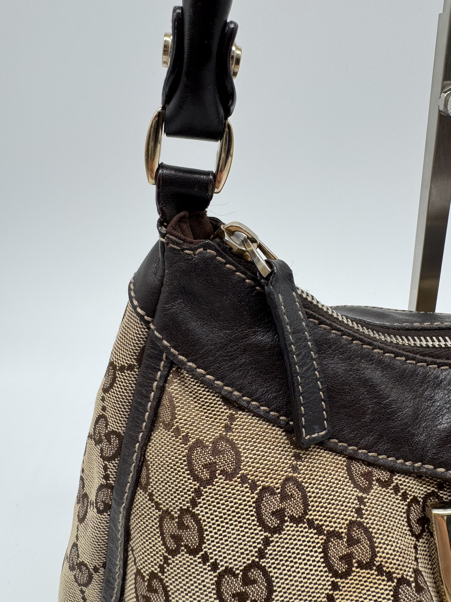 Gucci GG Canvas Abbey D-Ring Brown Monogram Shoulder Bag