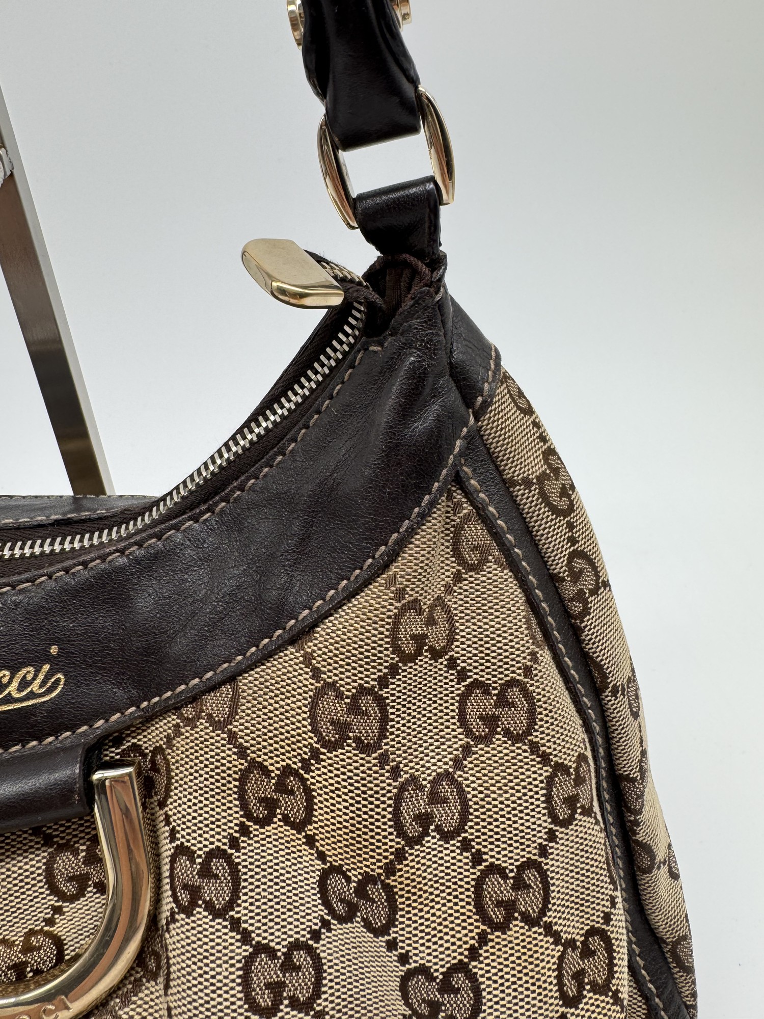 Gucci GG Canvas Abbey D-Ring Brown Monogram Shoulder Bag