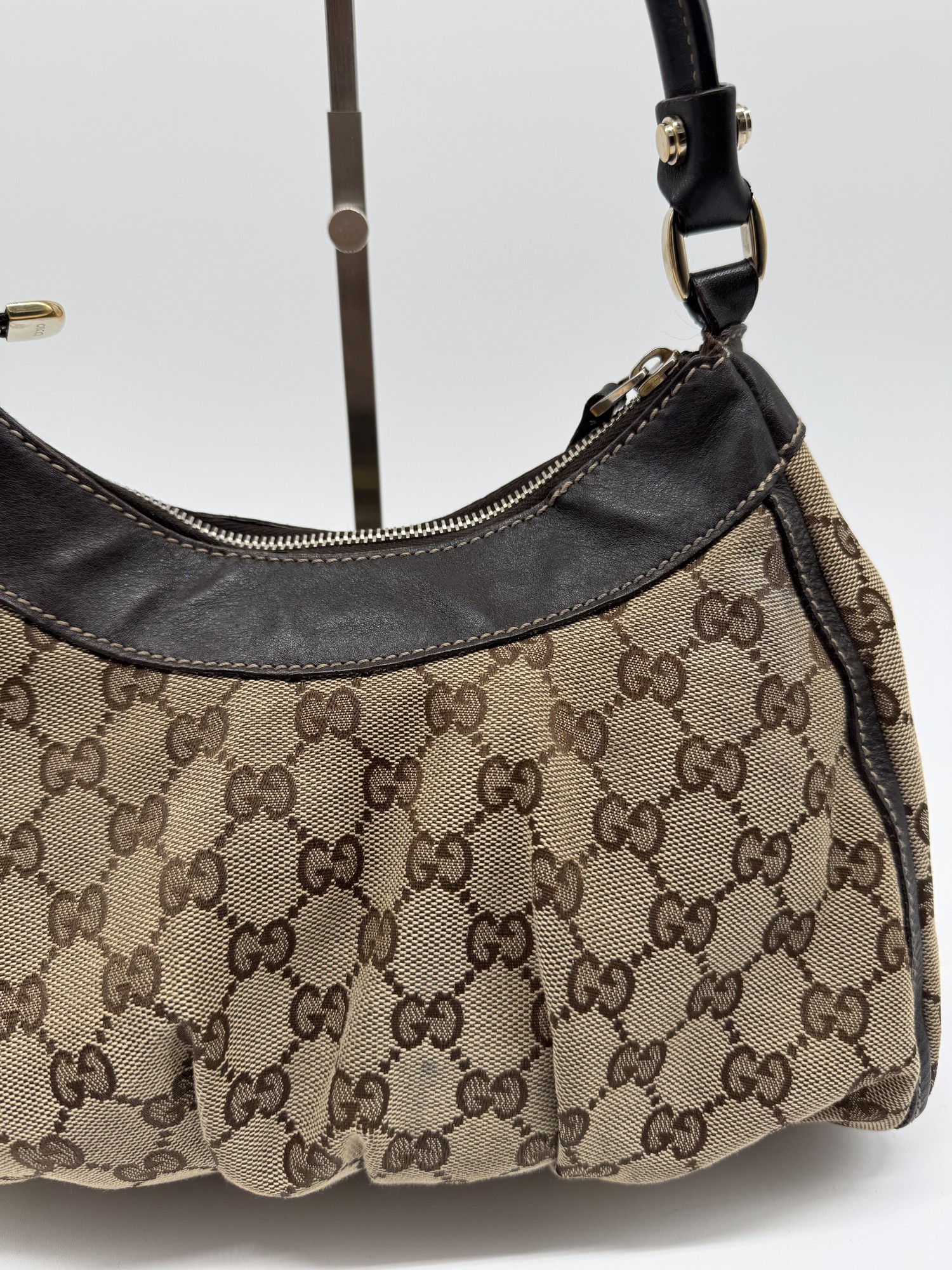 Gucci GG Canvas Abbey D-Ring Brown Monogram Shoulder Bag