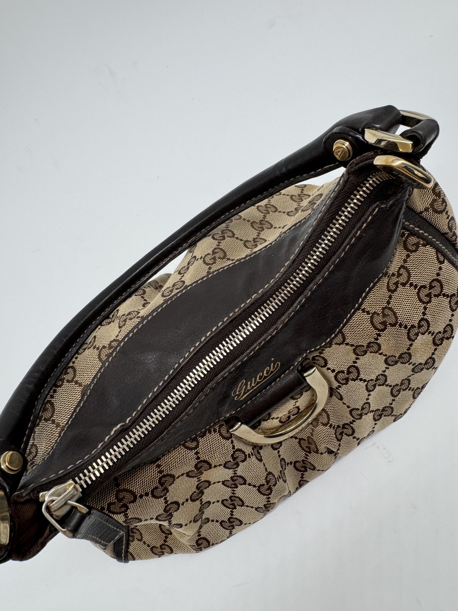 Gucci GG Canvas Abbey D-Ring Brown Monogram Shoulder Bag