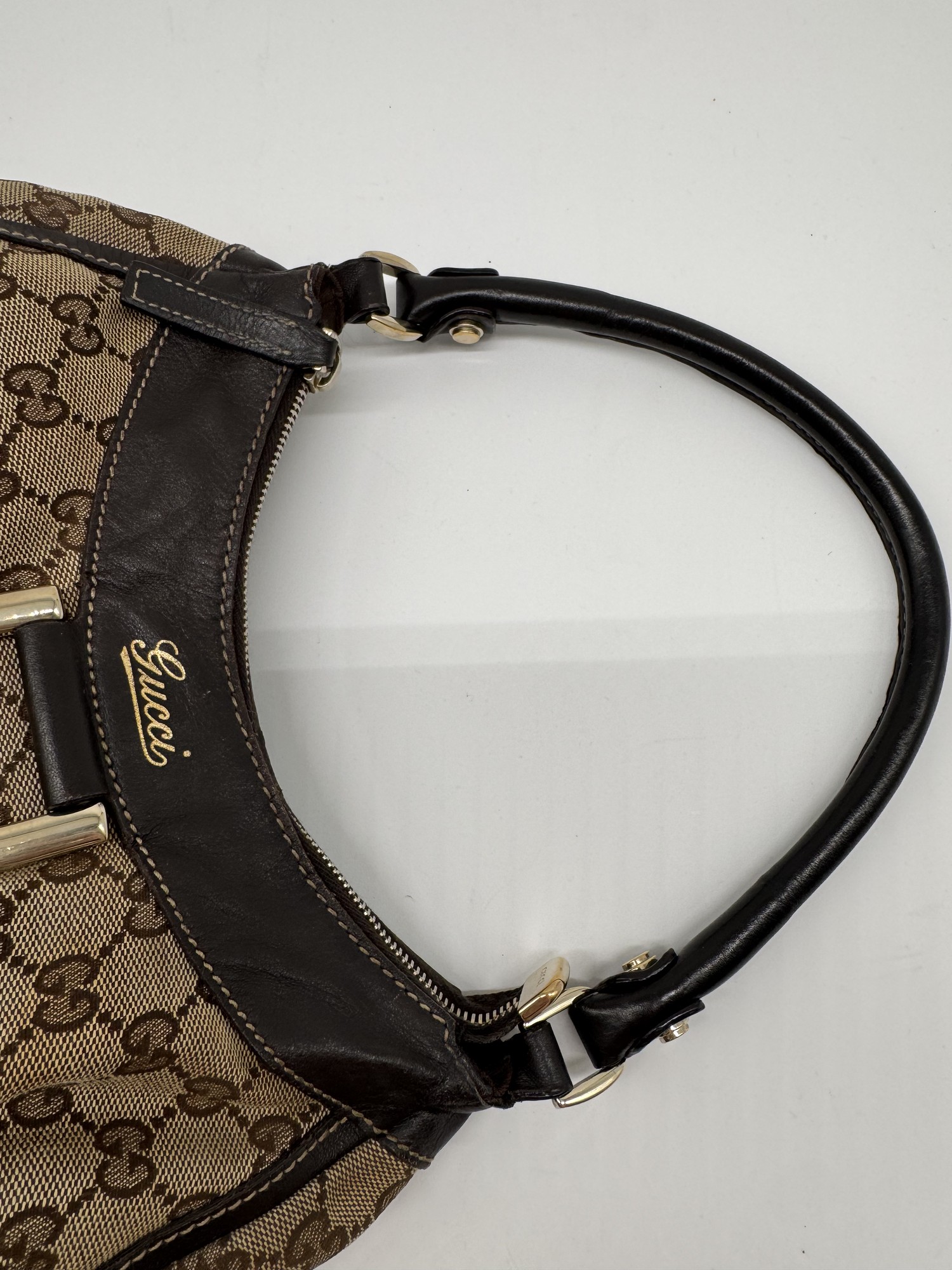 Gucci GG Canvas Abbey D-Ring Brown Monogram Shoulder Bag