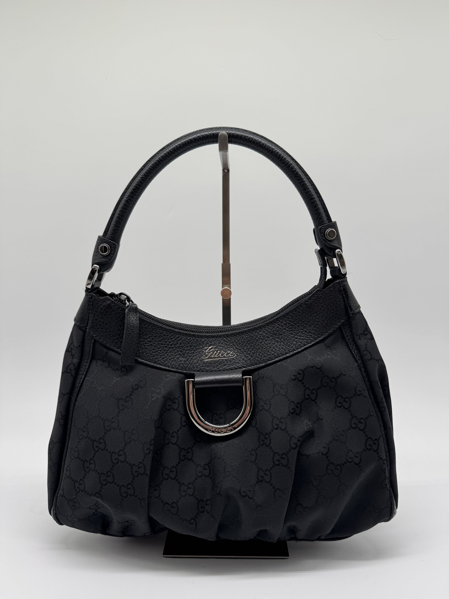 Gucci GG Canvas Abbey D-Ring Black Monogram Shoulder Bag