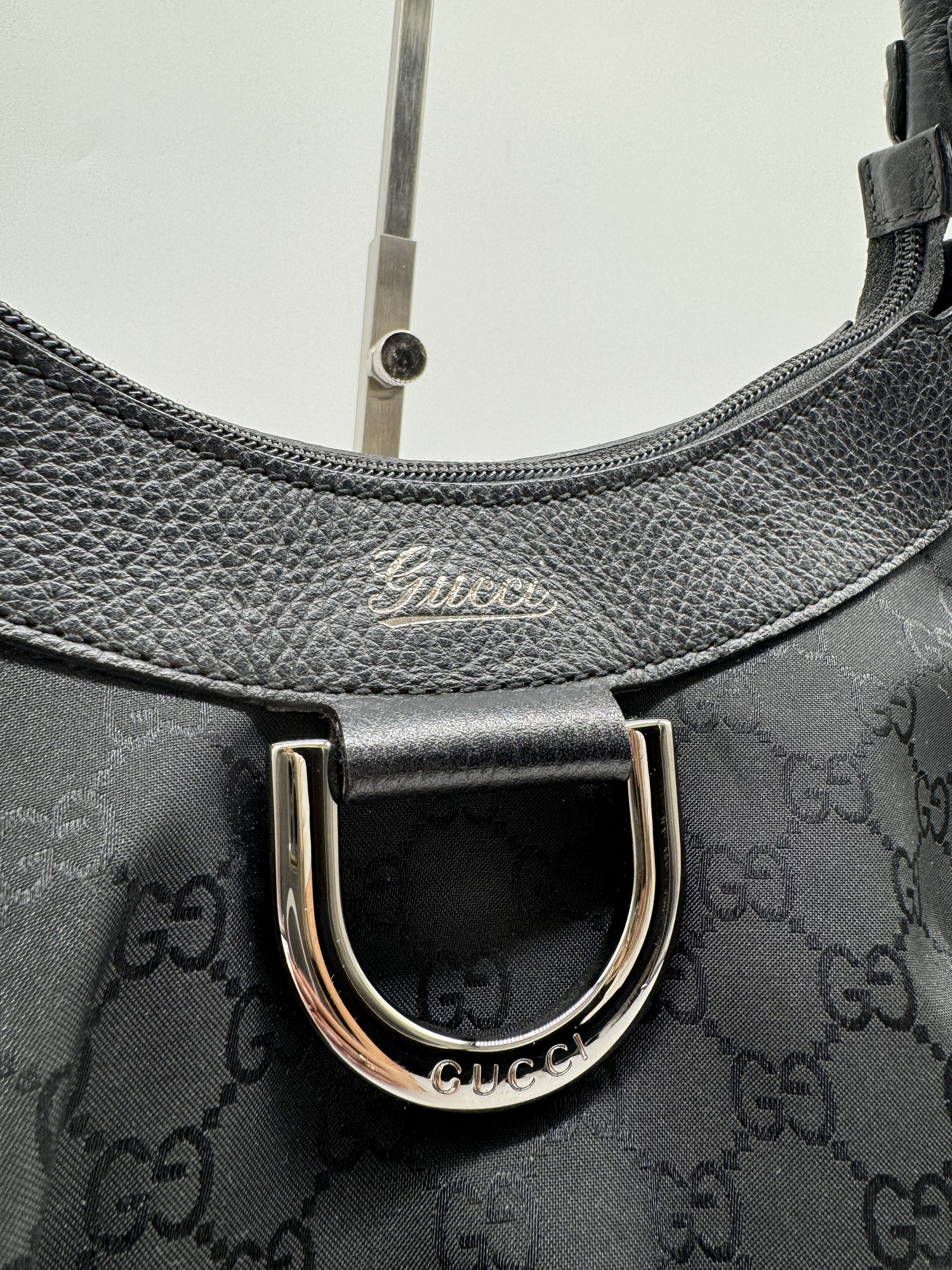 Gucci GG Canvas Abbey D-Ring Black Monogram Shoulder Bag