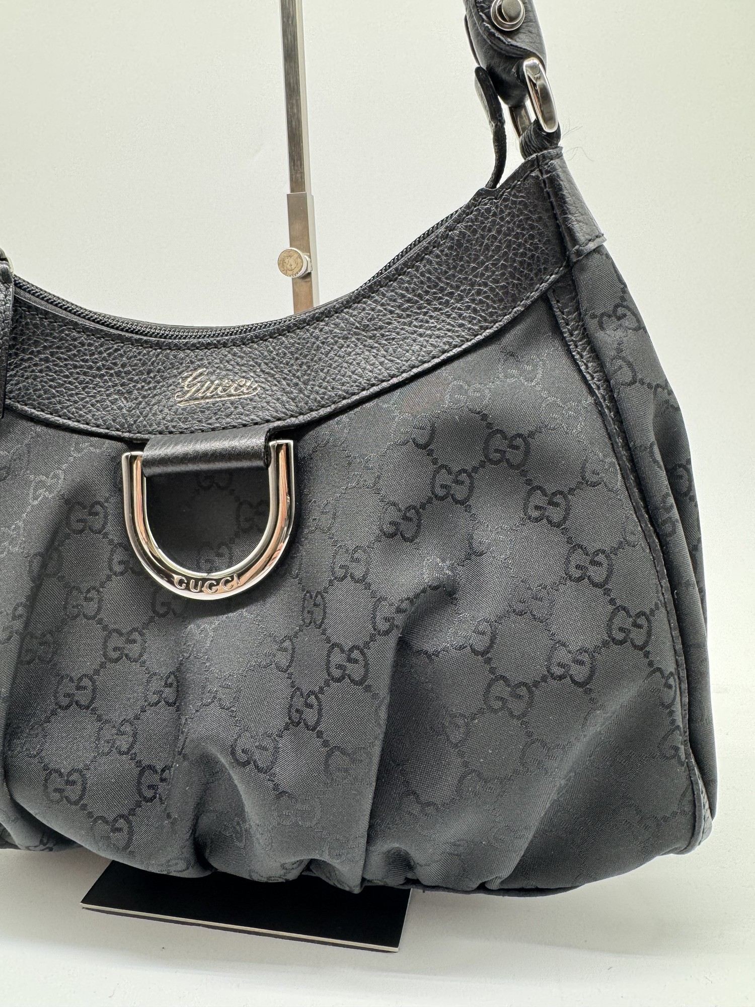 Gucci GG Canvas Abbey D-Ring Black Monogram Shoulder Bag