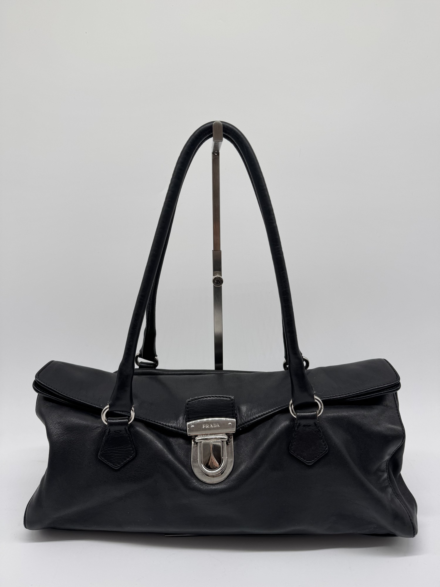 Prada Vitello Easy Leather Black Shoulder Bag