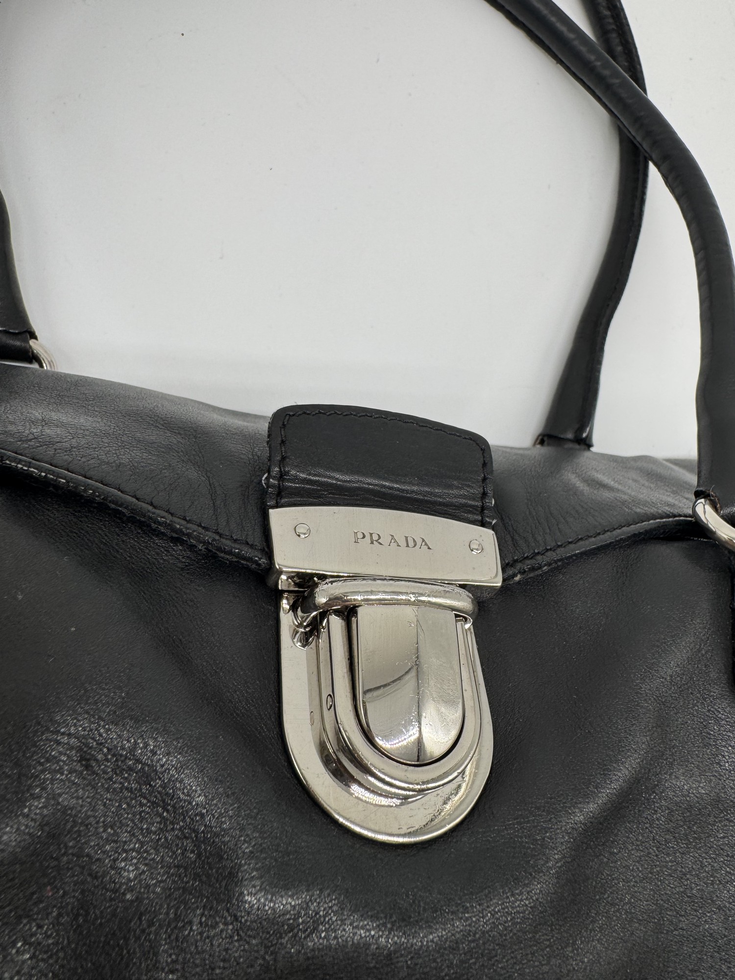 Prada Vitello Easy Leather Black Shoulder Bag