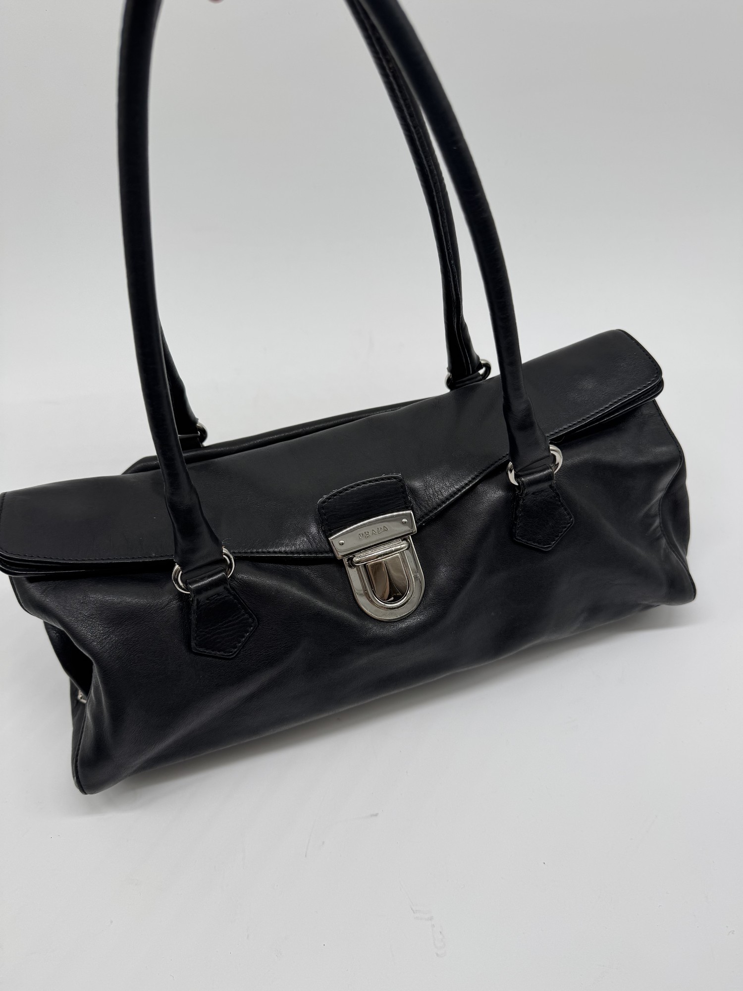 Prada Vitello Easy Leather Black Shoulder Bag
