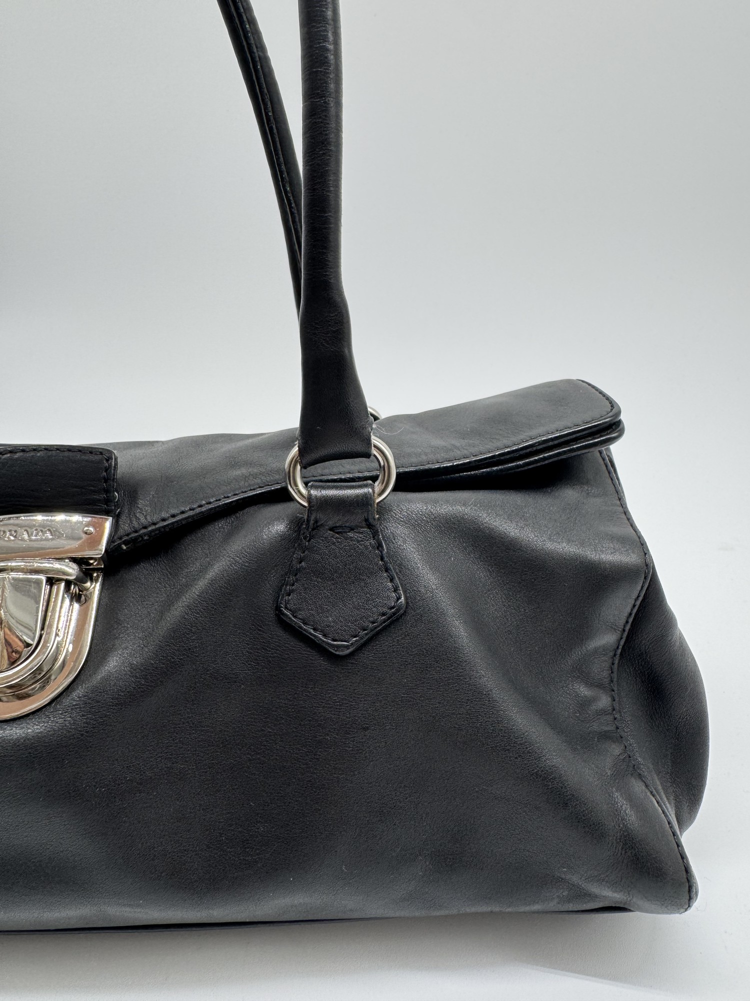 Prada Vitello Easy Leather Black Shoulder Bag