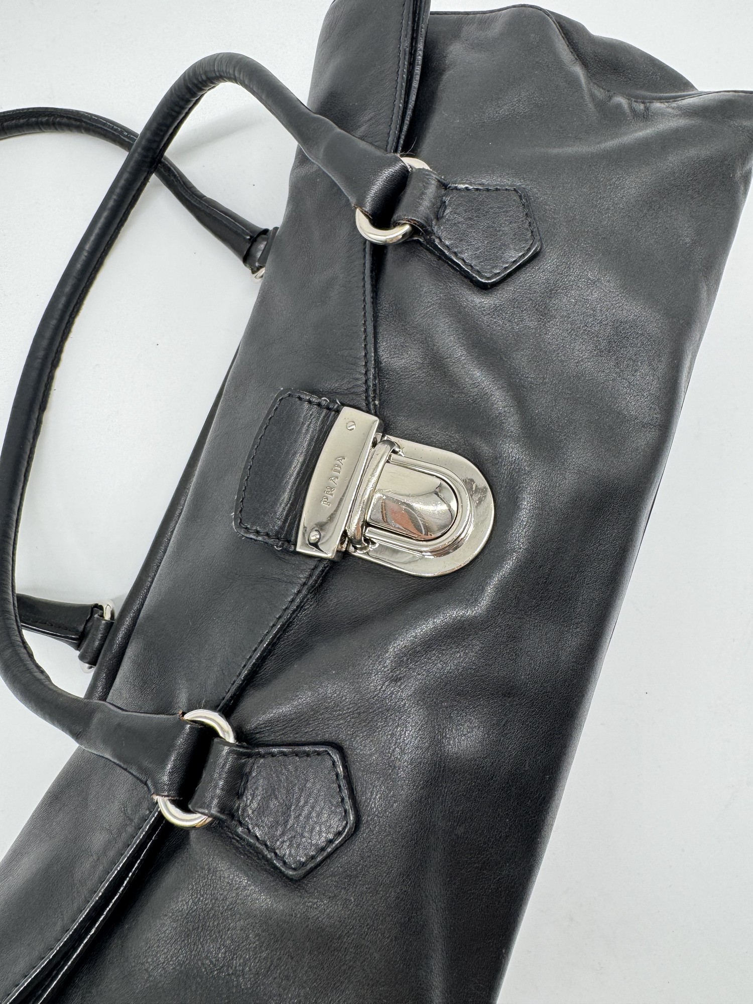 Prada Vitello Easy Leather Black Shoulder Bag