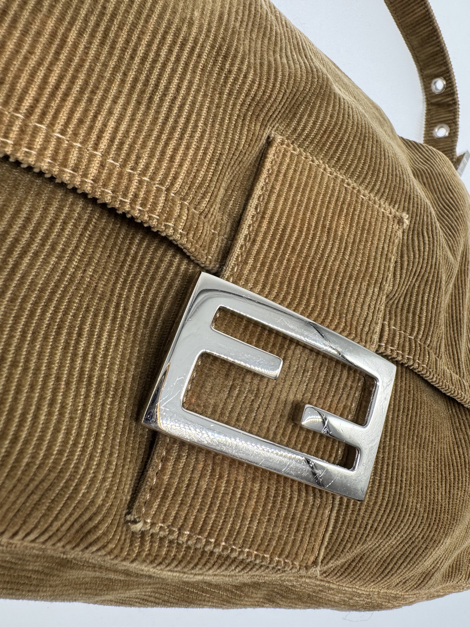 Fendi Corduroy Mamma Baguette Shoulder Bag