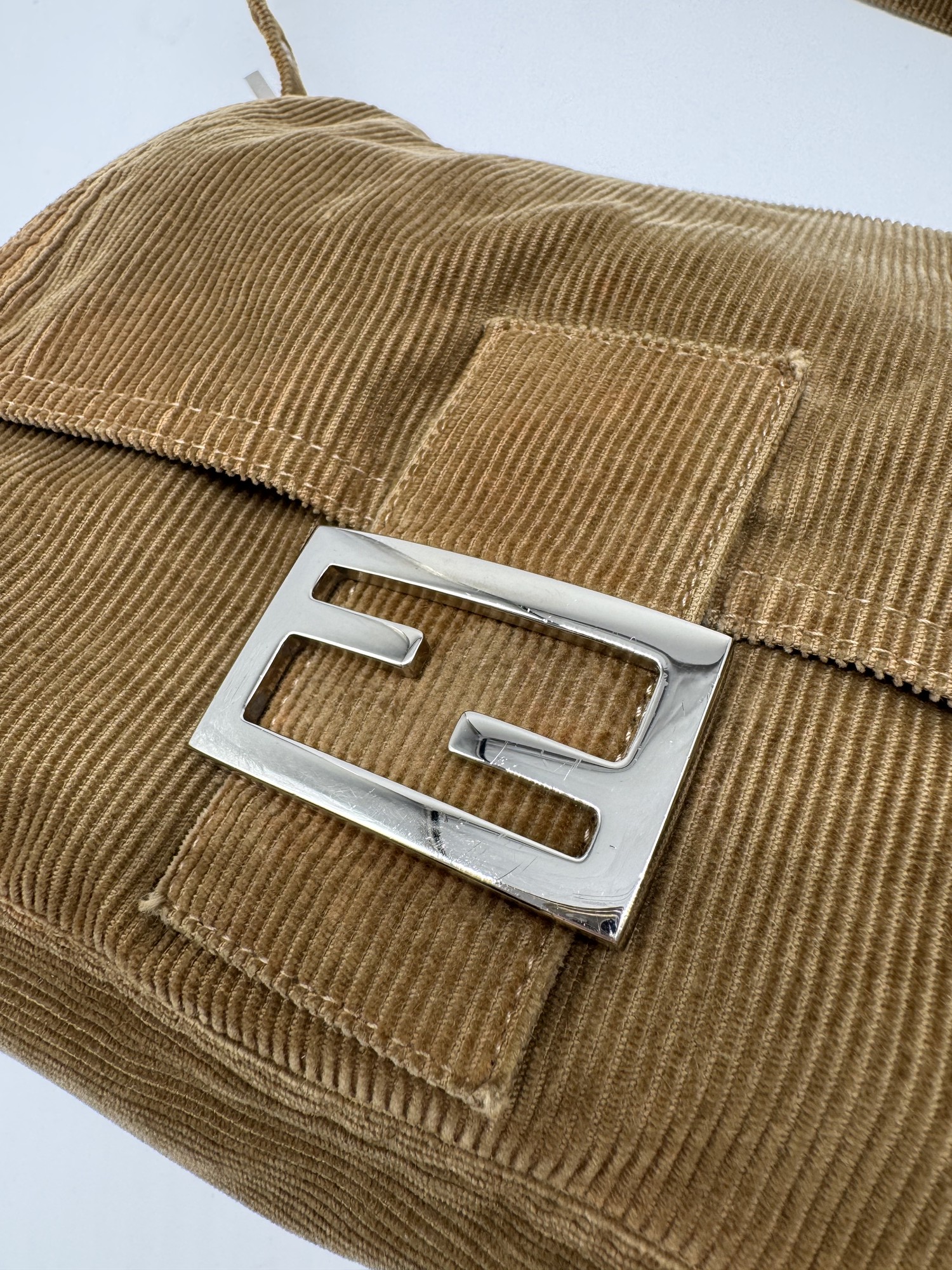 Fendi Corduroy Mamma Baguette Shoulder Bag