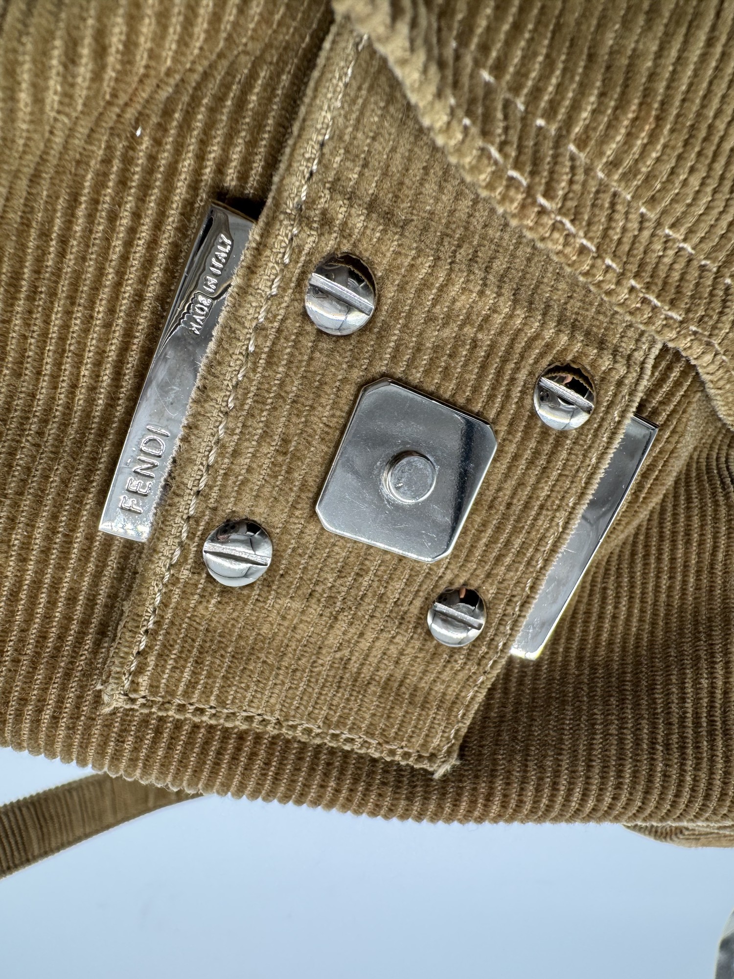 Fendi Corduroy Mamma Baguette Shoulder Bag