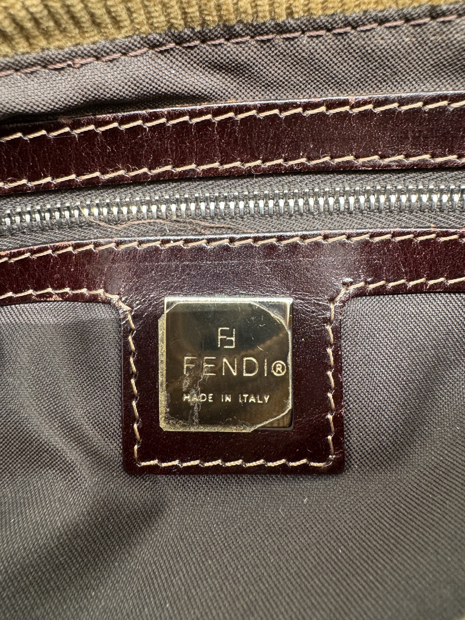 Fendi Corduroy Mamma Baguette Shoulder Bag
