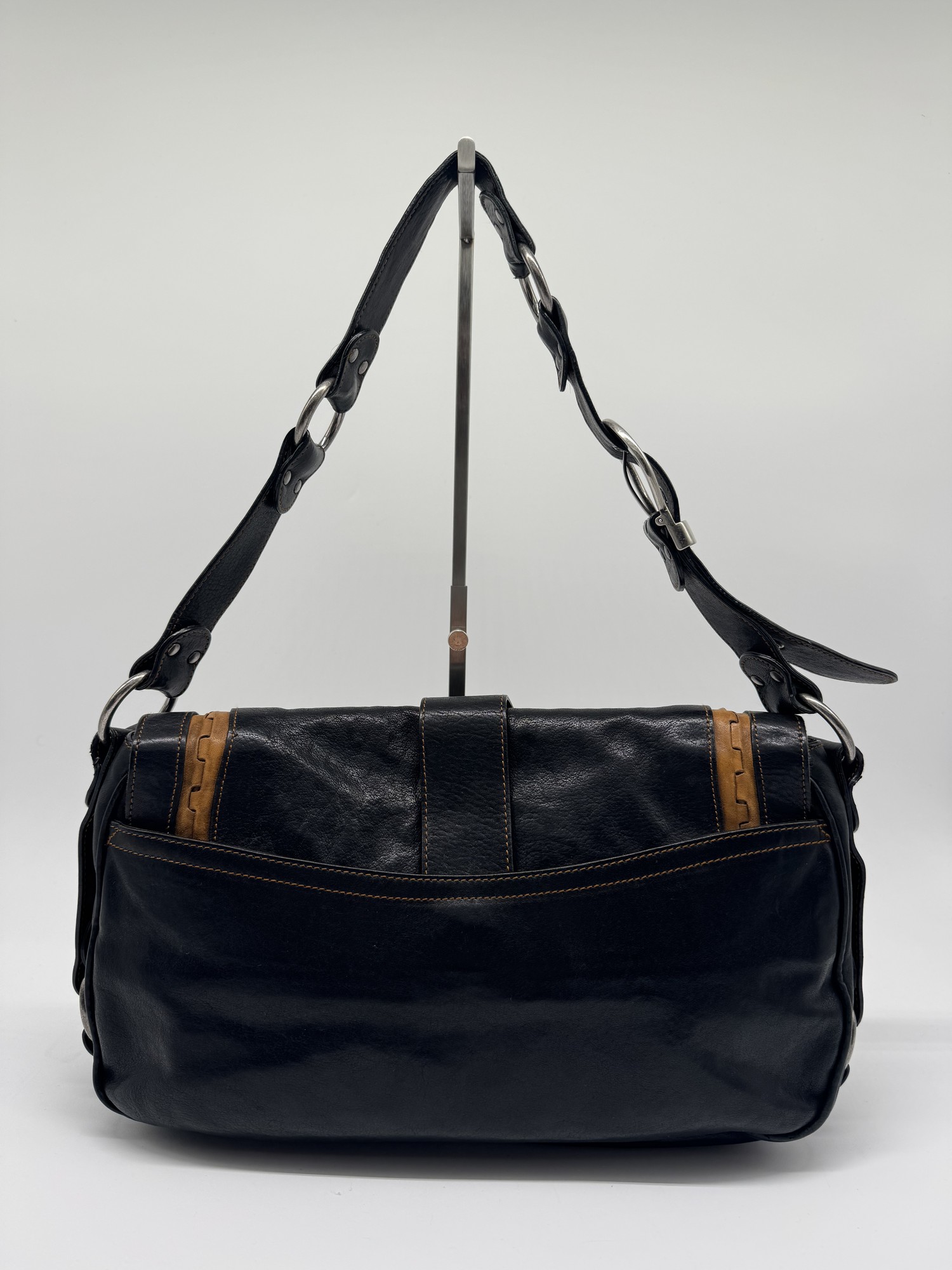 Dior Black Leather Gaucho Saddle Bag