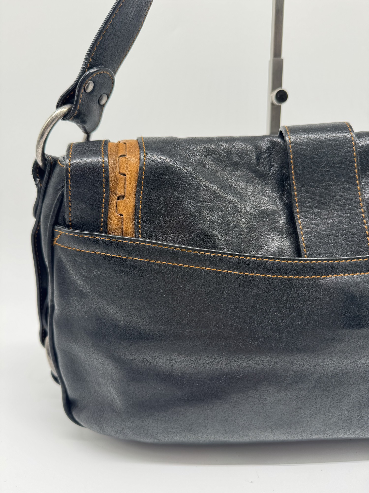 Dior Black Leather Gaucho Saddle Bag