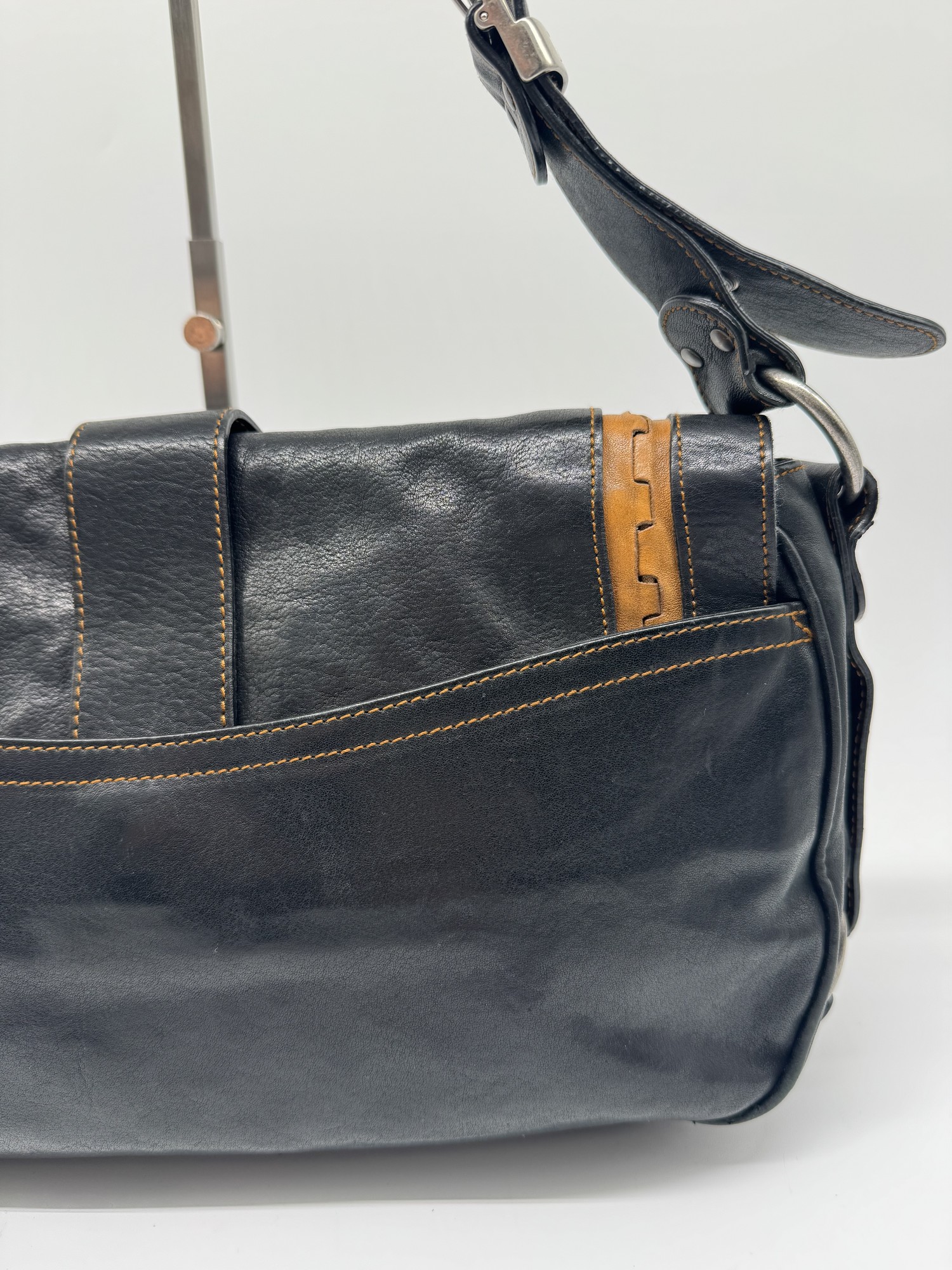 Dior Black Leather Gaucho Saddle Bag