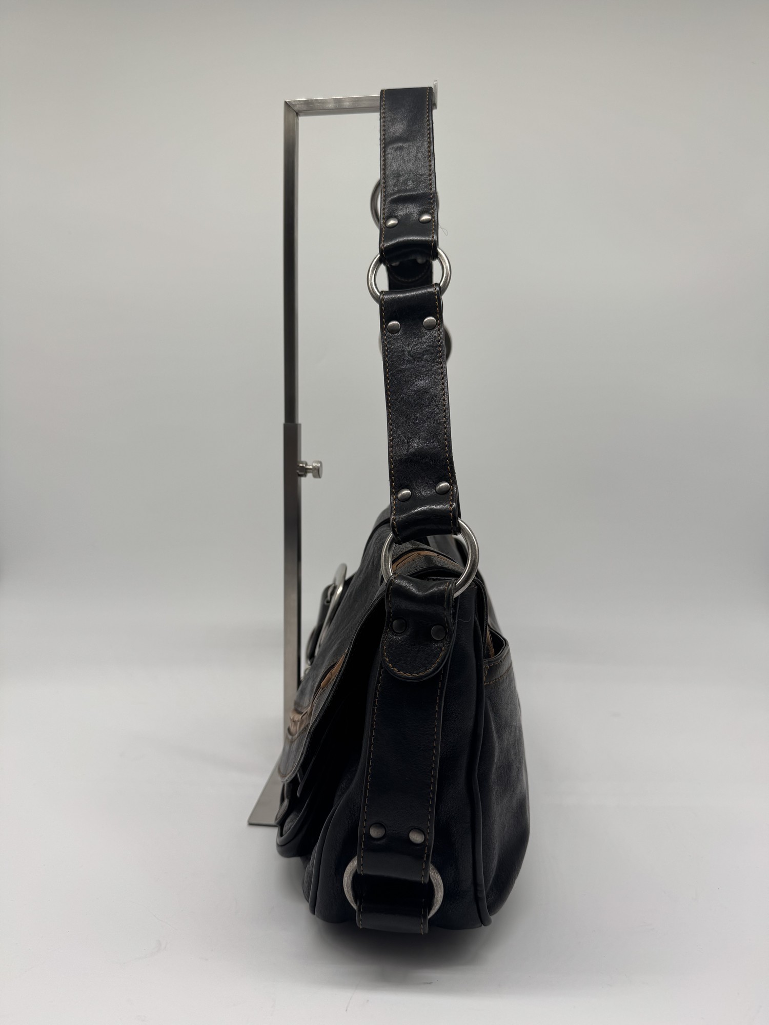 Dior Black Leather Gaucho Saddle Bag