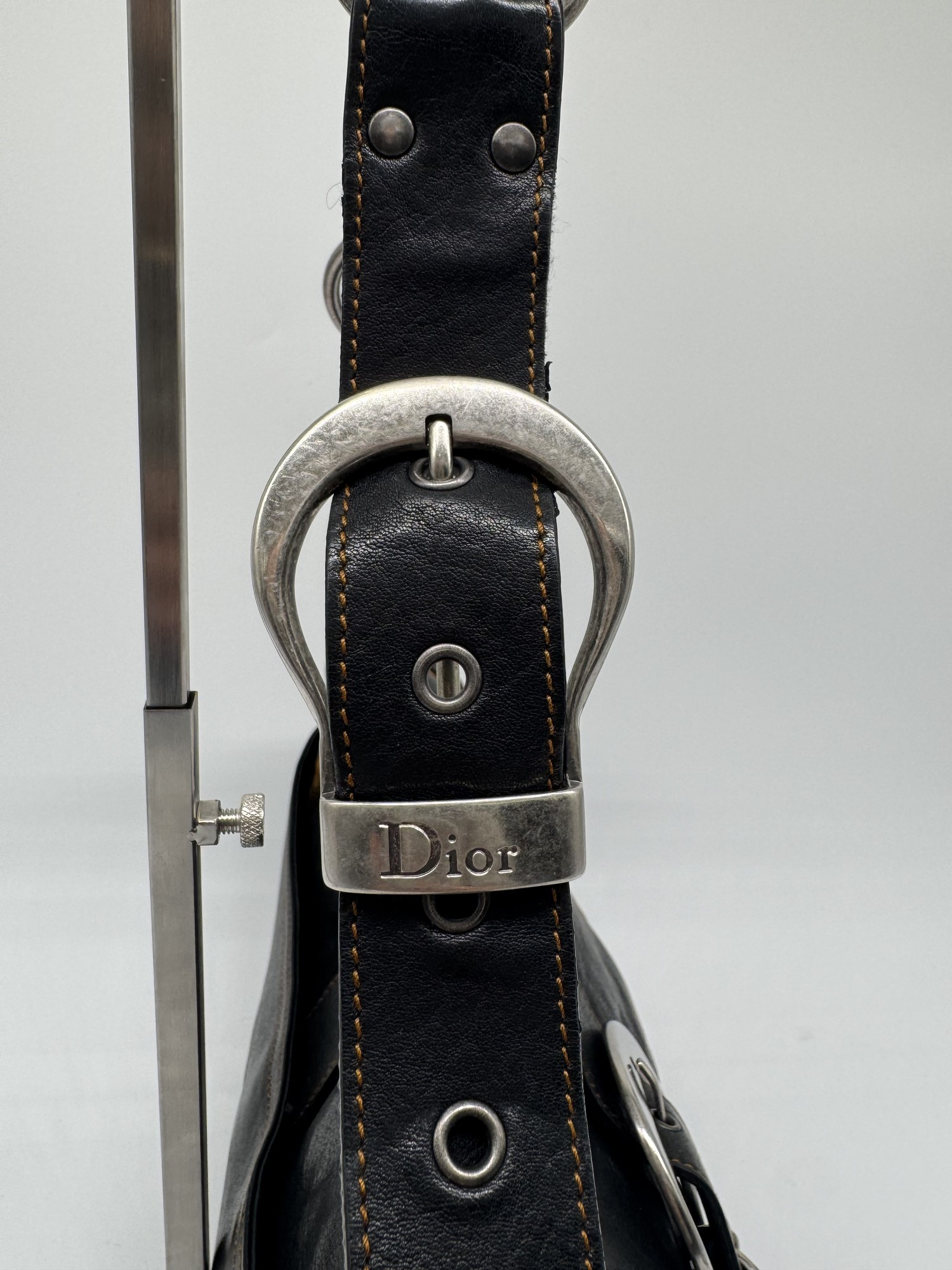 Dior Black Leather Gaucho Saddle Bag