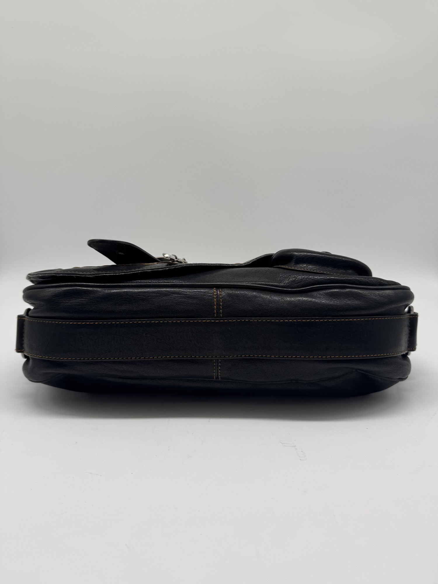 Dior Black Leather Gaucho Saddle Bag