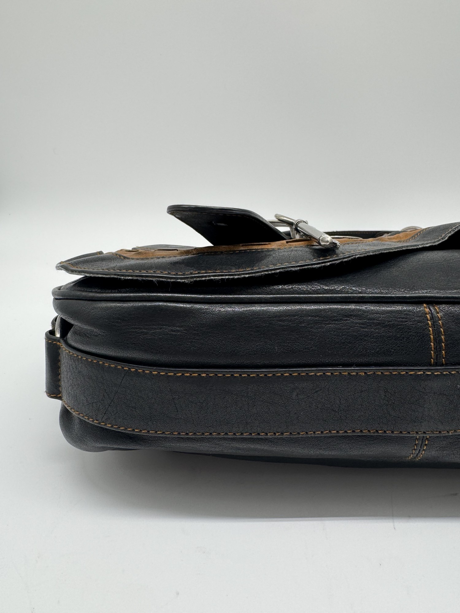 Dior Black Leather Gaucho Saddle Bag