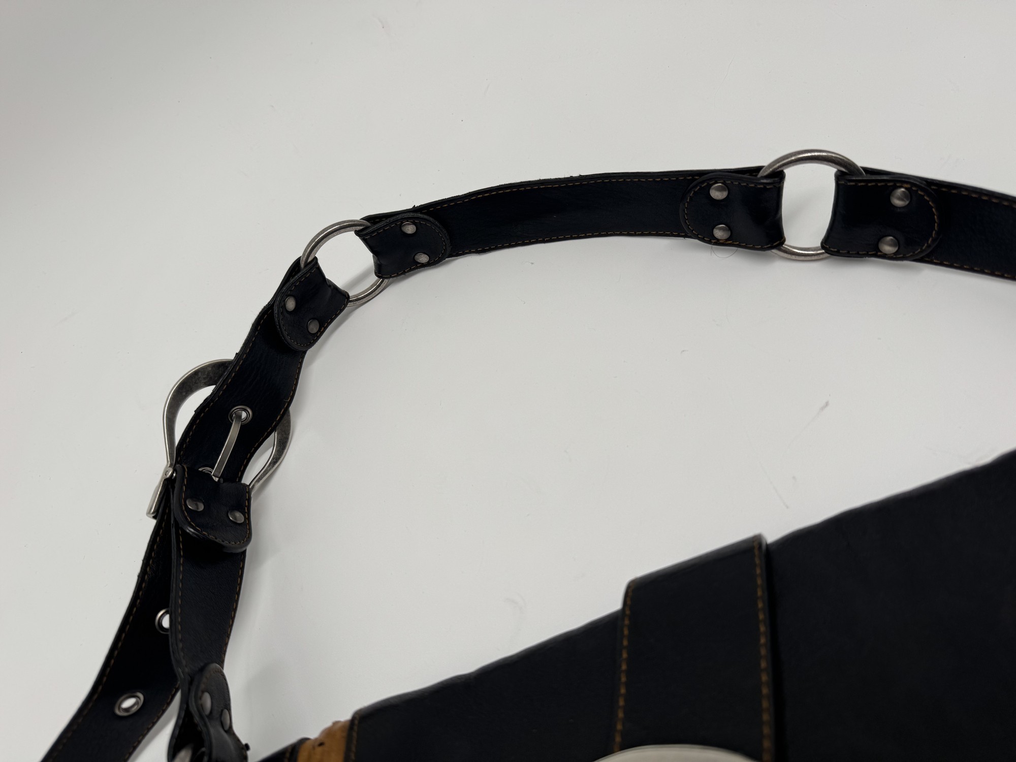 Dior Black Leather Gaucho Saddle Bag