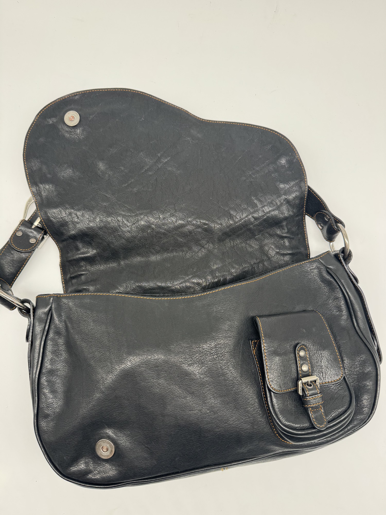 Dior Black Leather Gaucho Saddle Bag