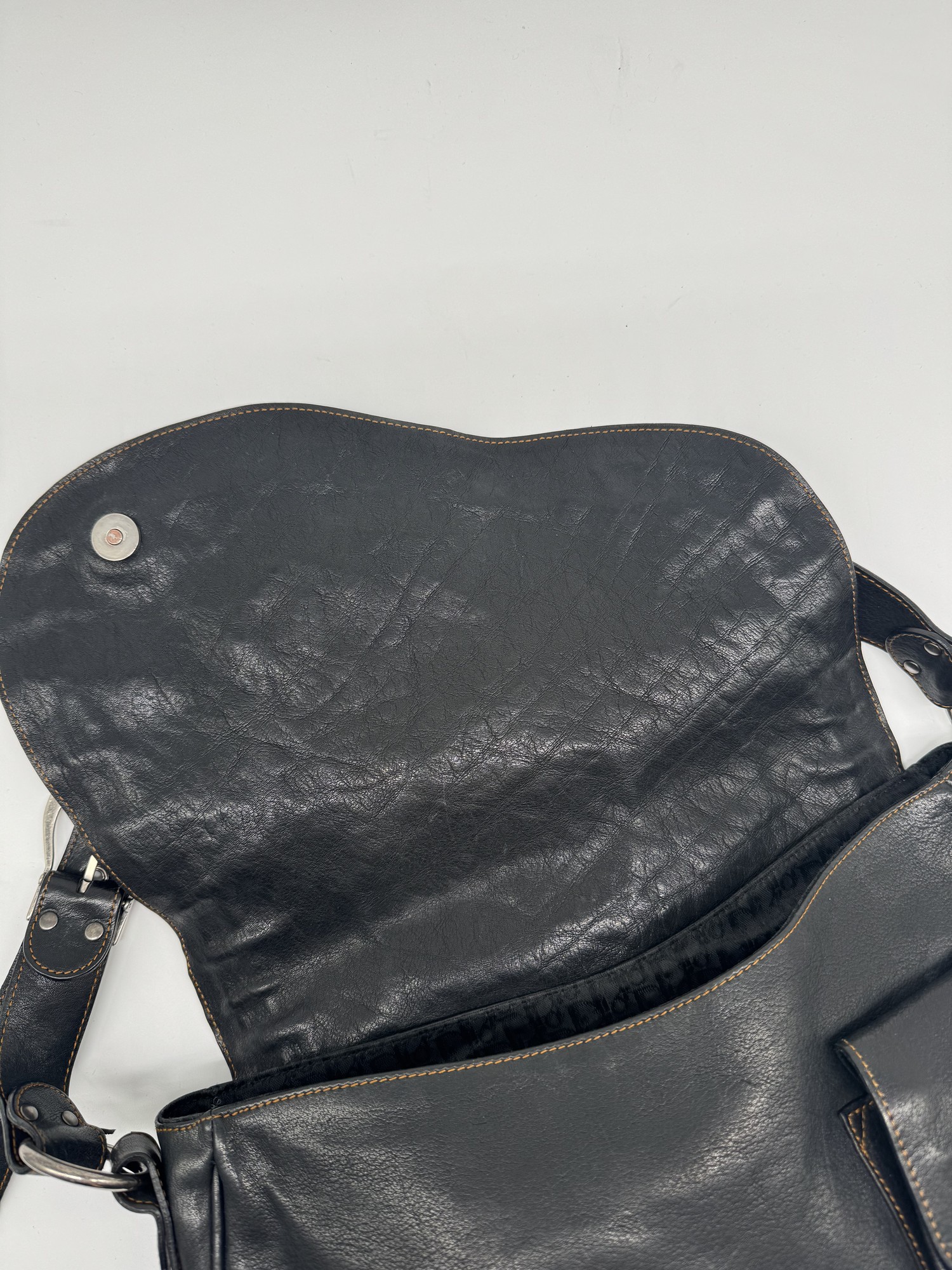 Dior Black Leather Gaucho Saddle Bag