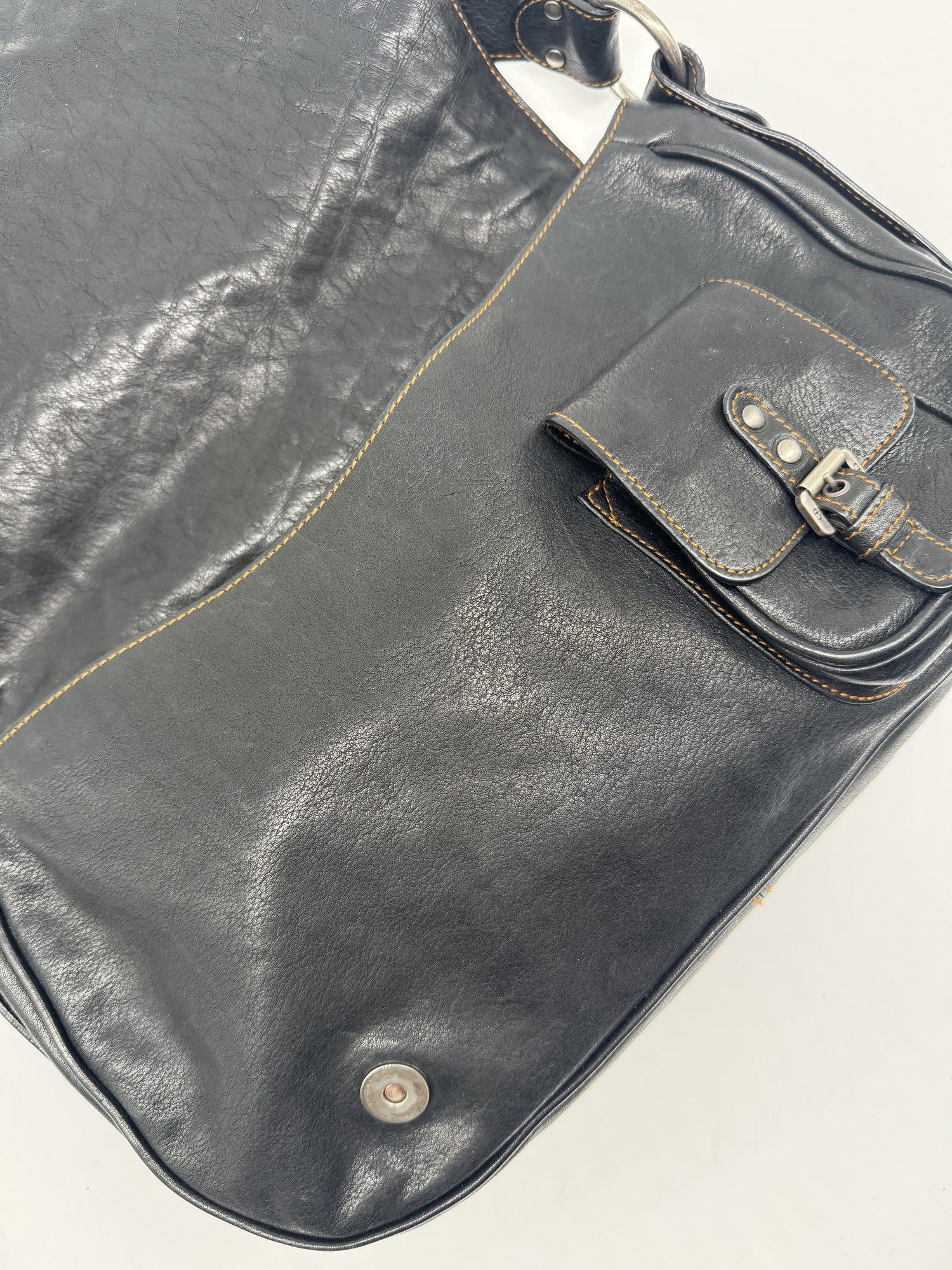 Dior Black Leather Gaucho Saddle Bag