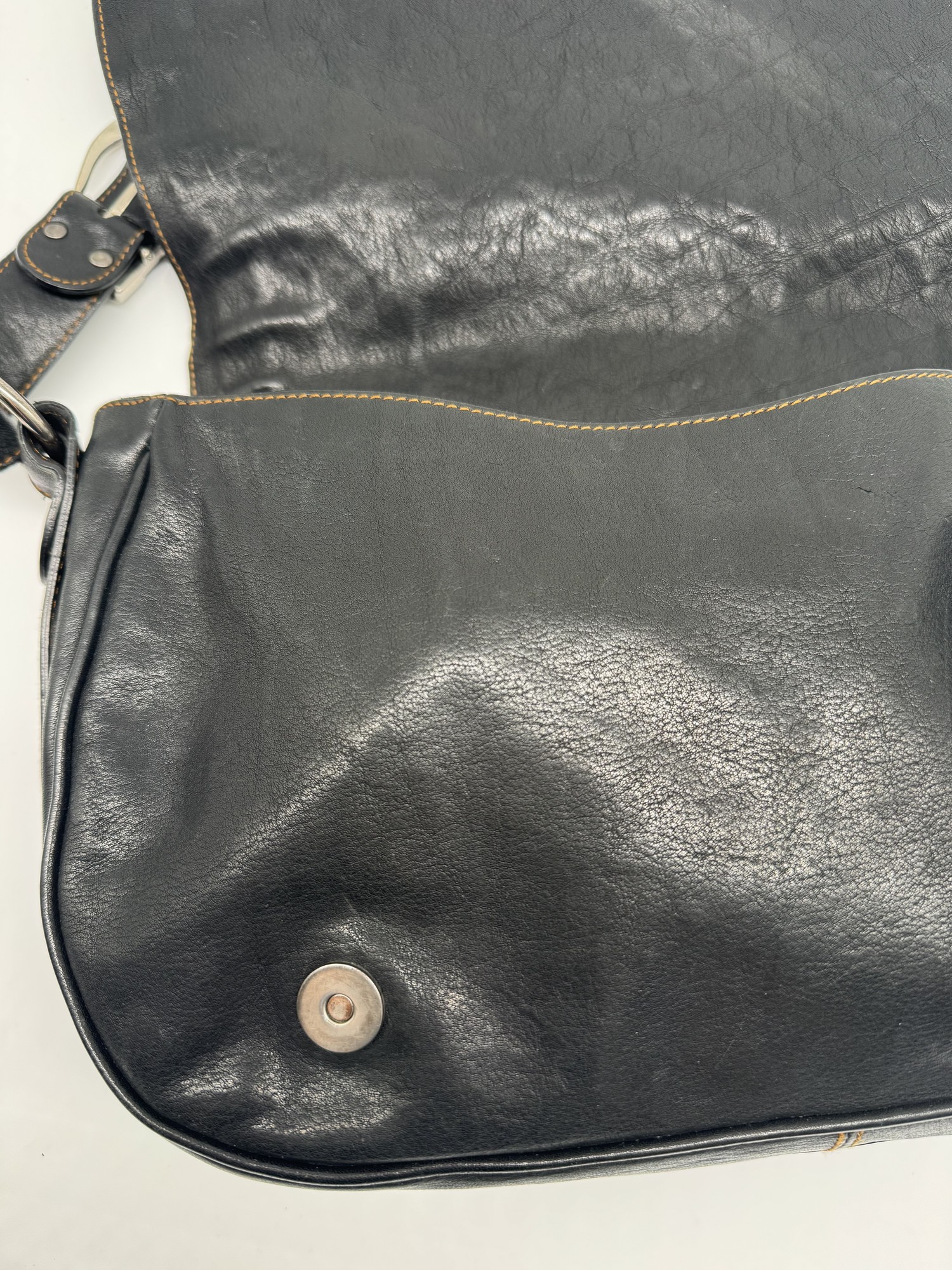 Dior Black Leather Gaucho Saddle Bag