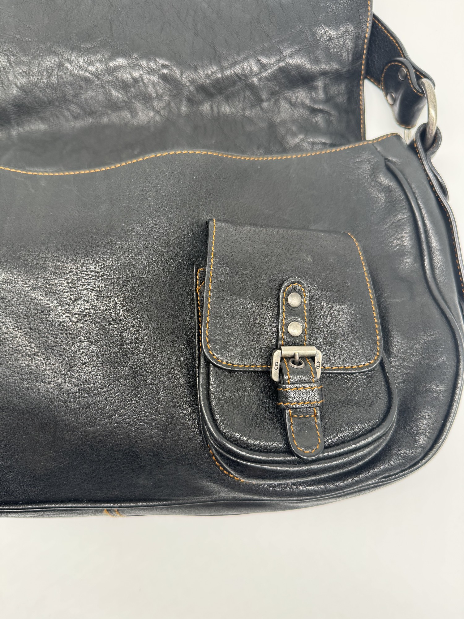 Dior Black Leather Gaucho Saddle Bag
