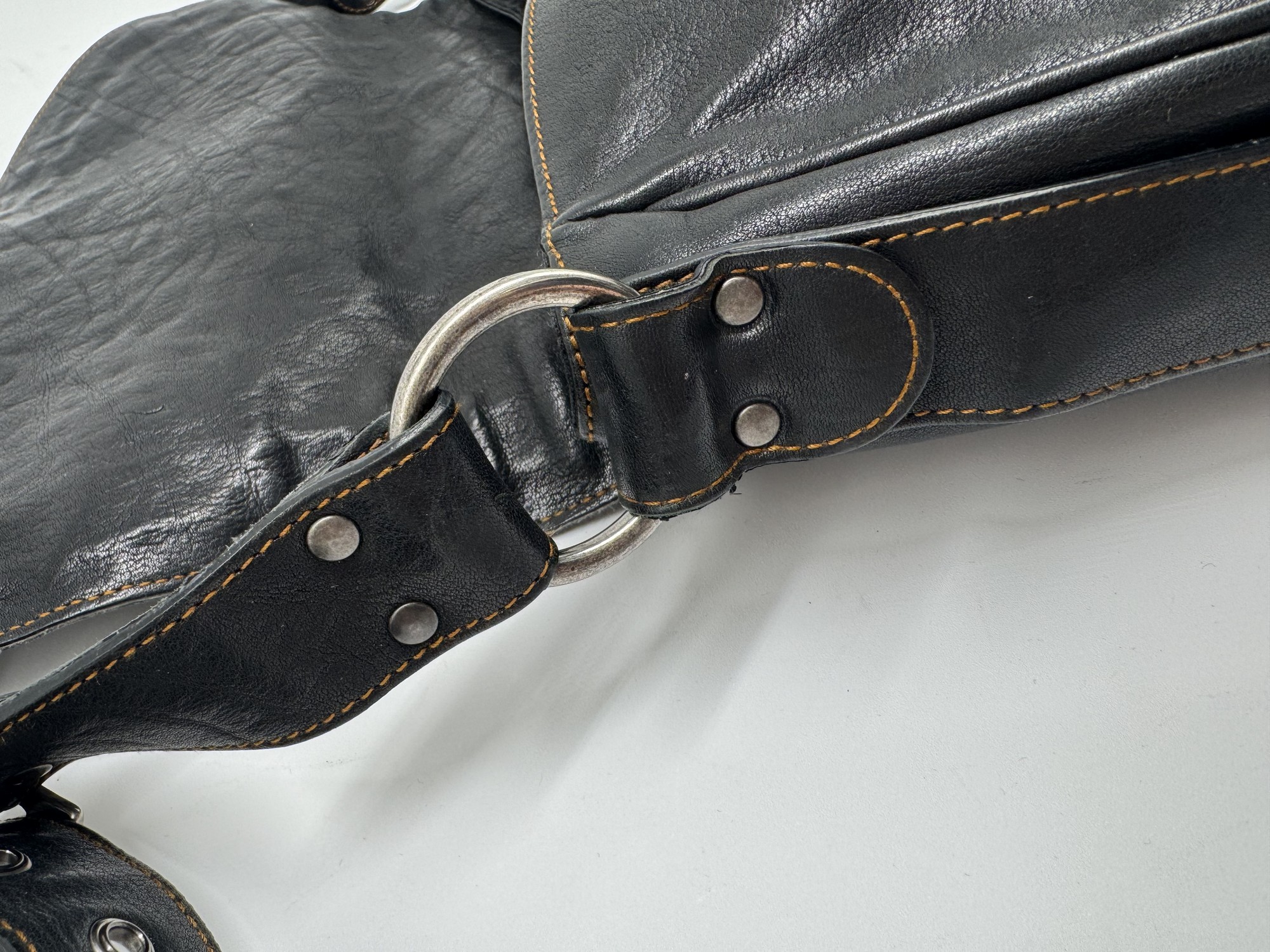 Dior Black Leather Gaucho Saddle Bag