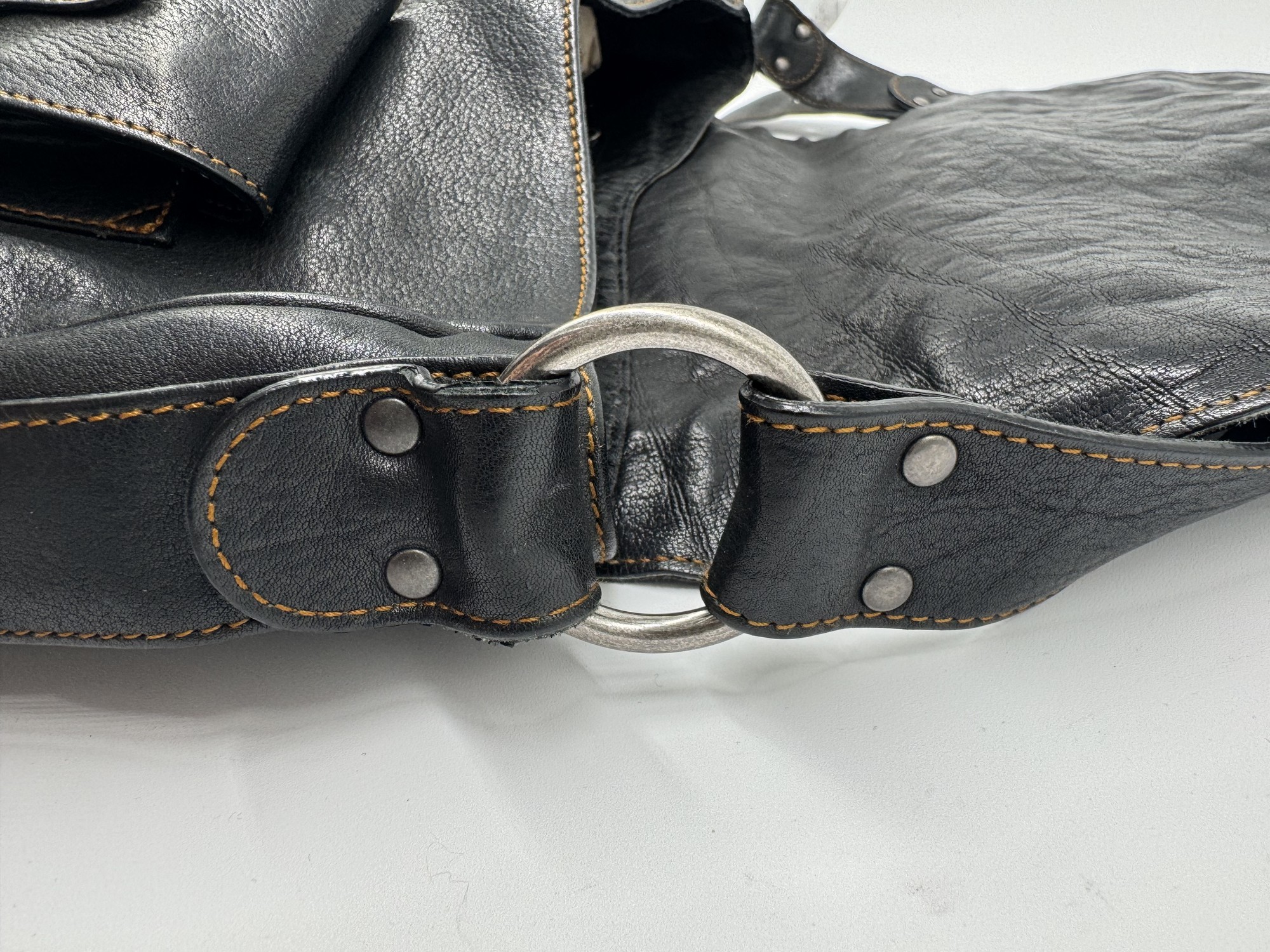 Dior Black Leather Gaucho Saddle Bag
