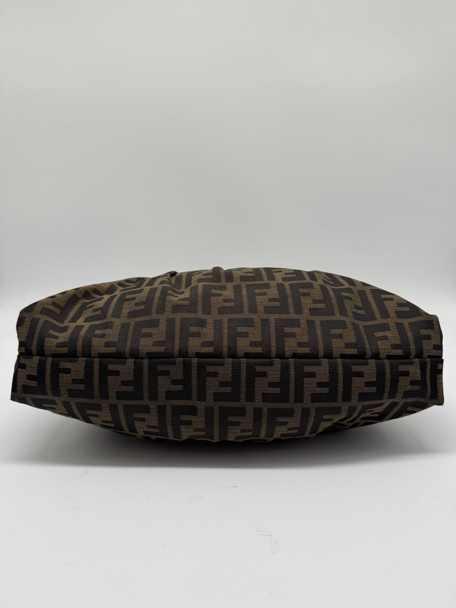 Fendi Chef Hobo Shoulder Bag Brown Zucca Red Leather