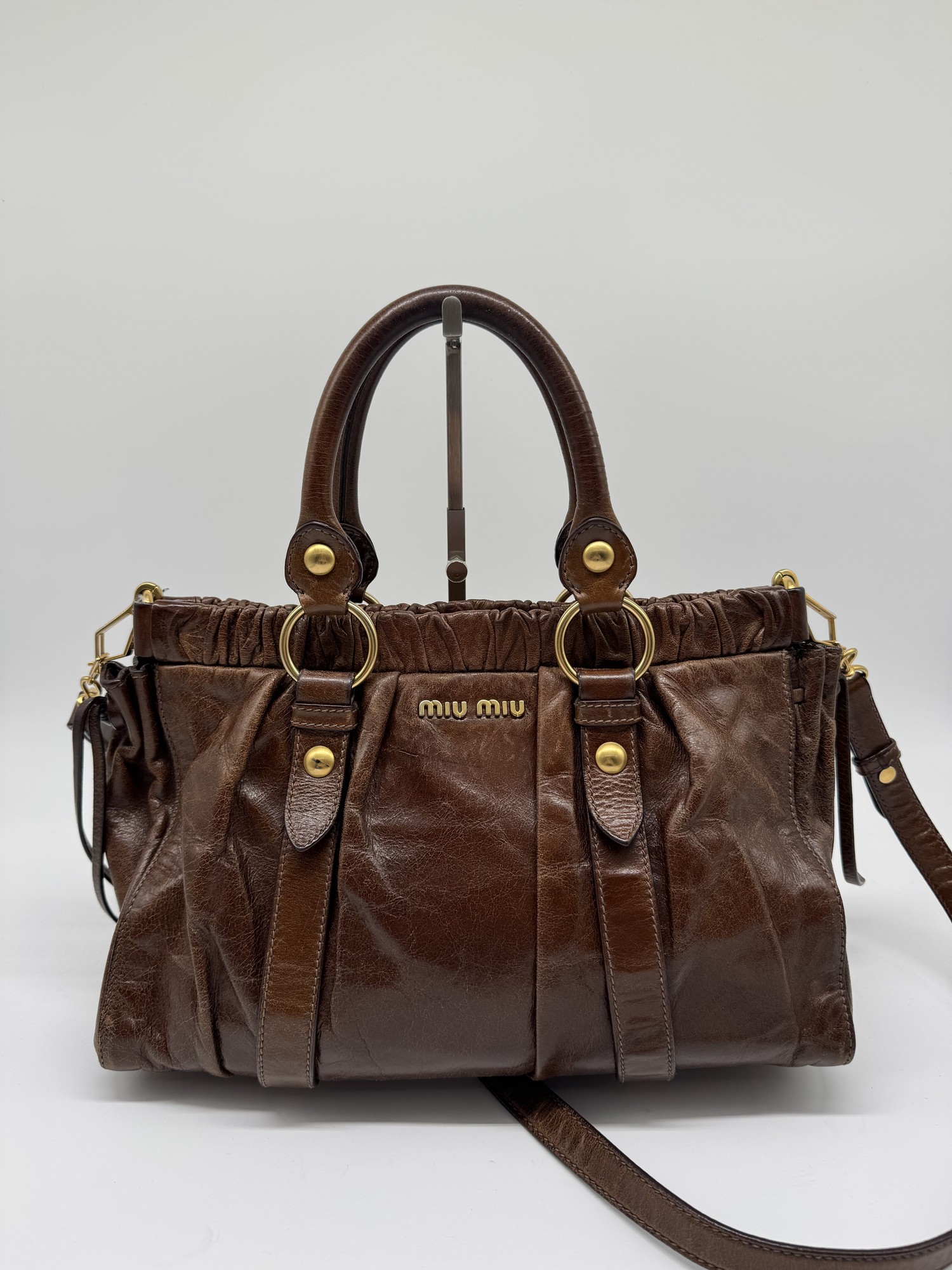 Miu Miu Brown Vitello Lux Handbag
