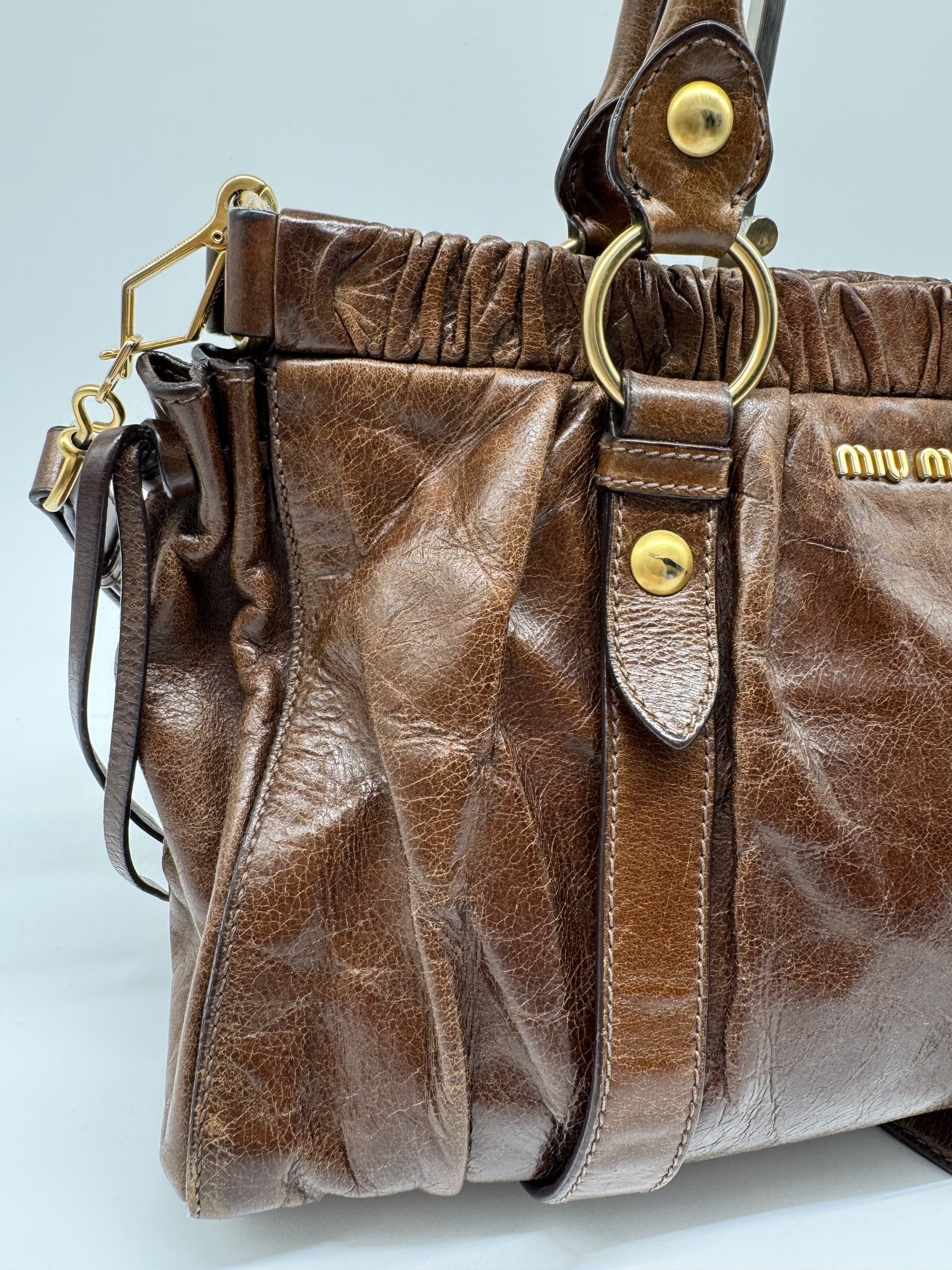 Miu Miu Brown Vitello Lux Handbag
