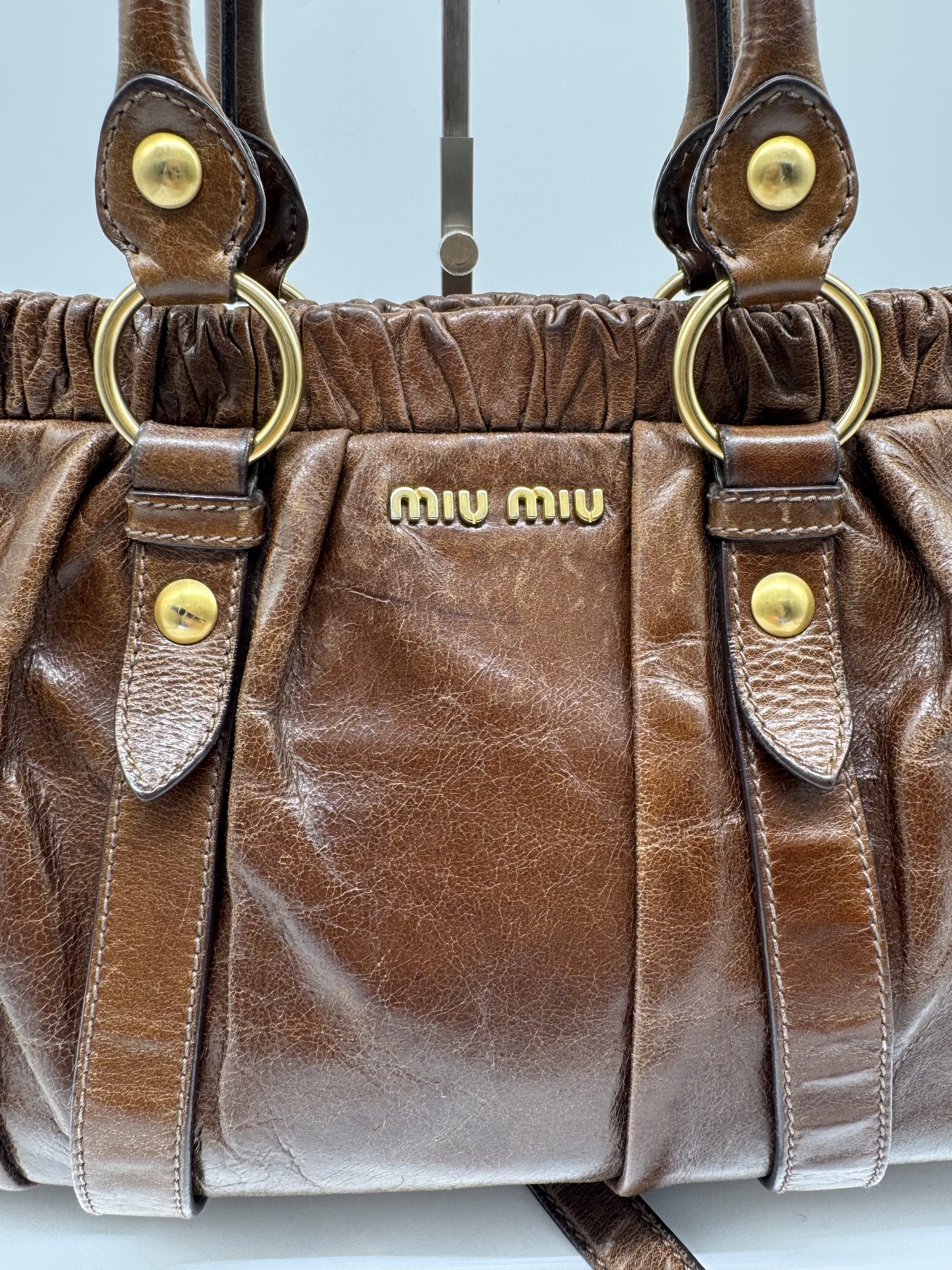 Miu Miu Brown Vitello Lux Handbag