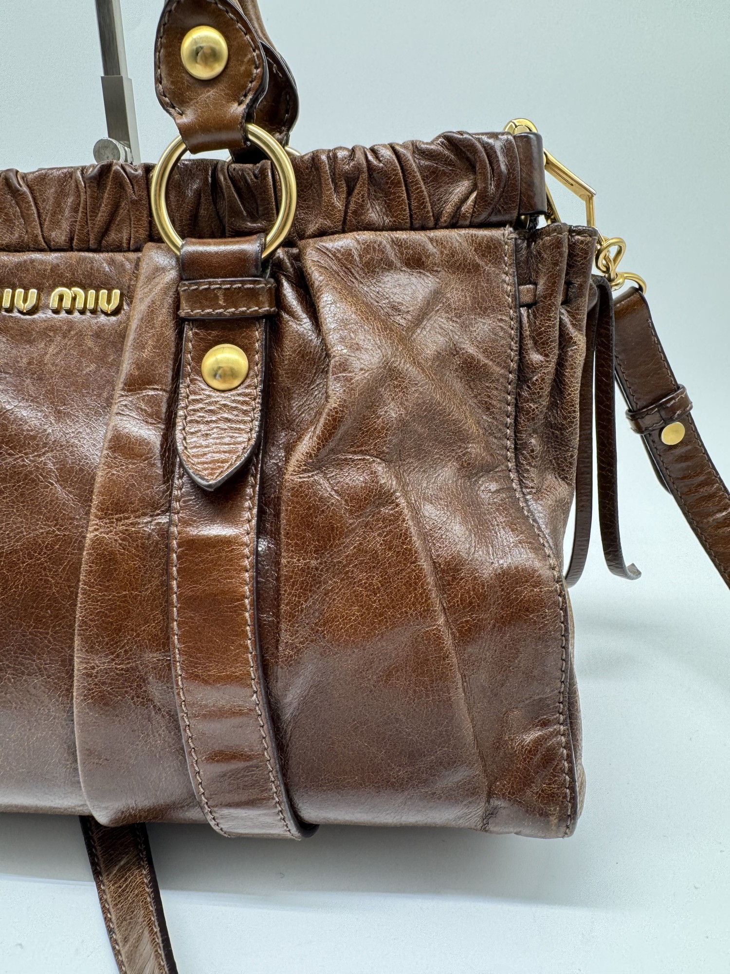 Miu Miu Brown Vitello Lux Handbag