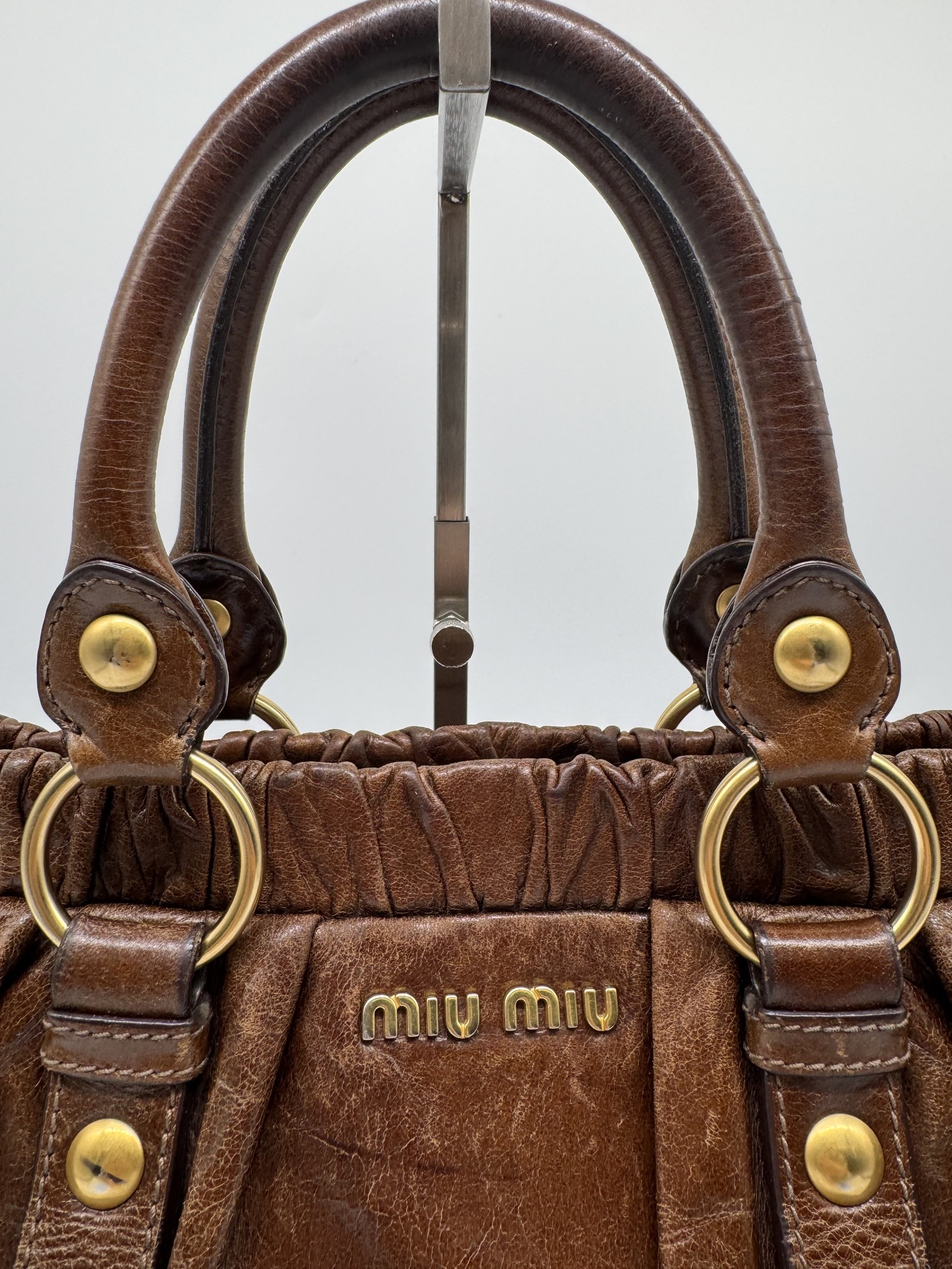Miu Miu Brown Vitello Lux Handbag