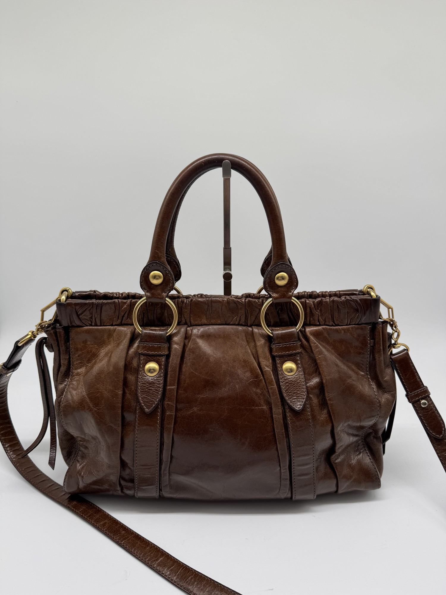 Miu Miu Brown Vitello Lux Handbag