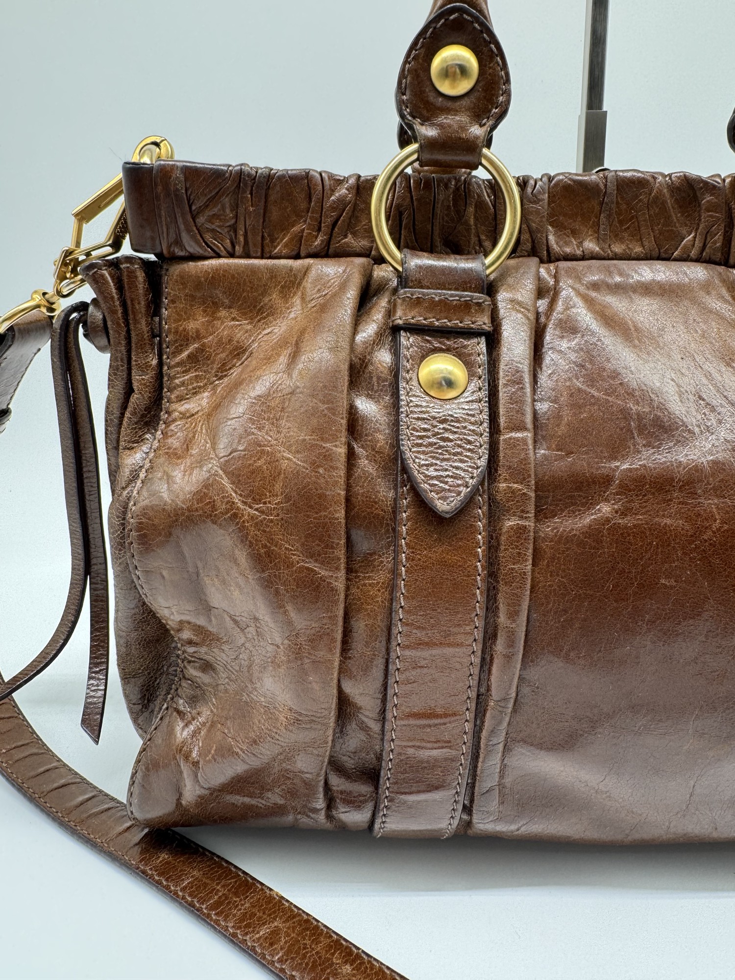 Miu Miu Brown Vitello Lux Handbag
