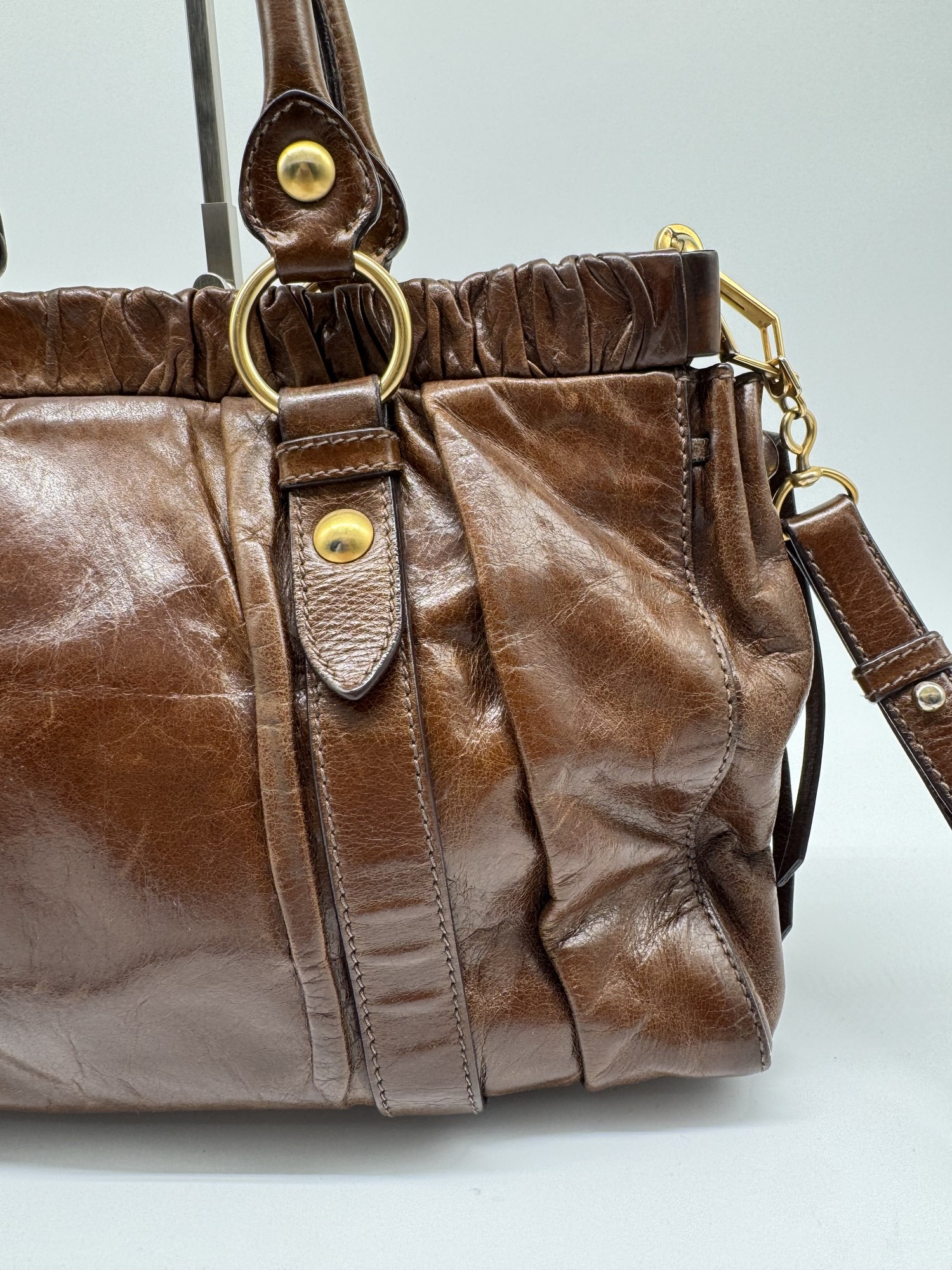 Miu Miu Brown Vitello Lux Handbag