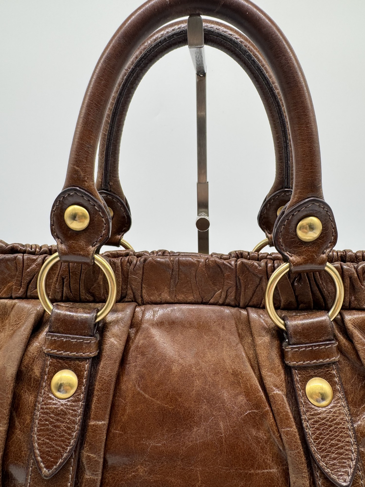 Miu Miu Brown Vitello Lux Handbag