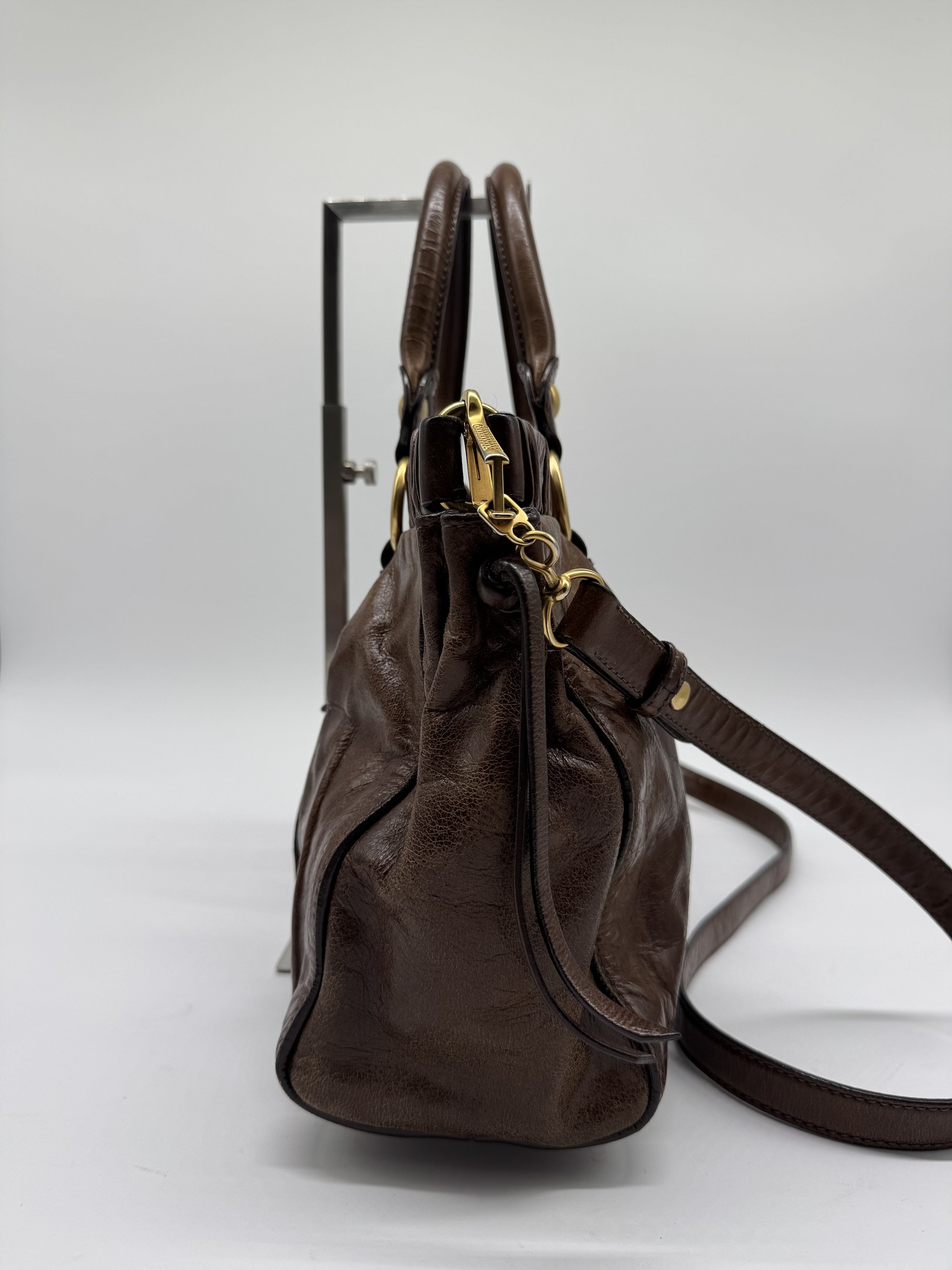 Miu Miu Brown Vitello Lux Handbag